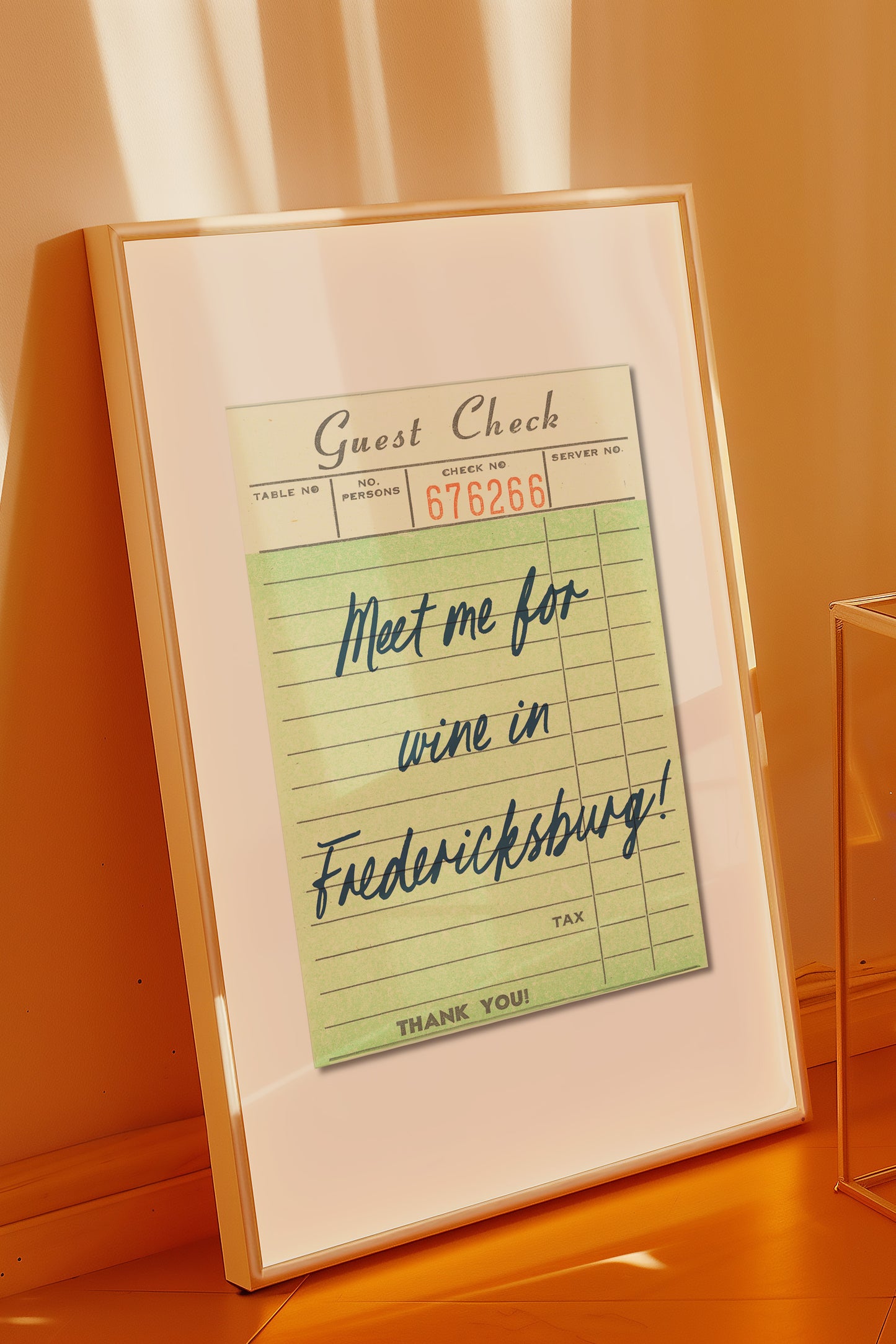 Meet Me For Wine In Fredericksburg Guest Check Art Print