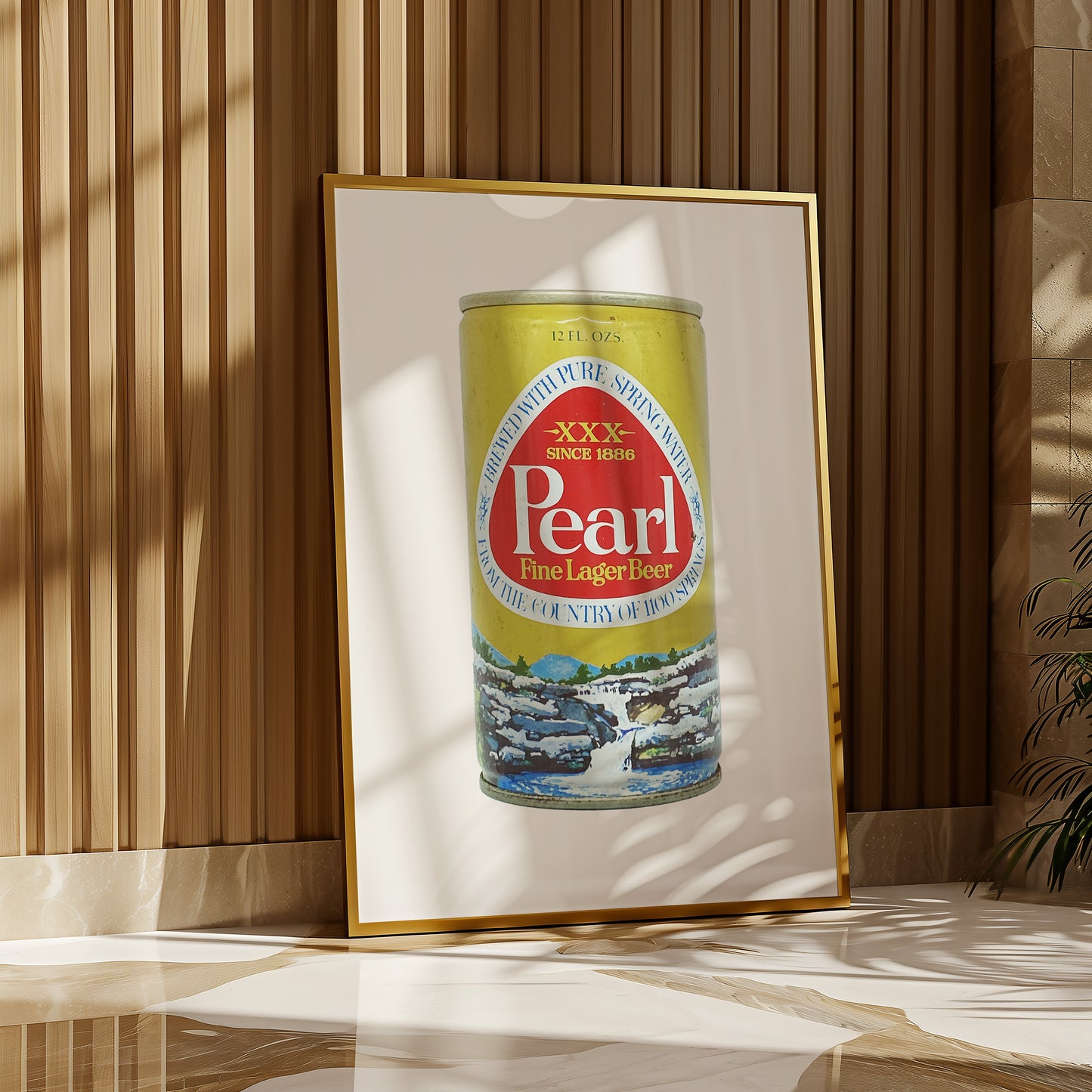 Pearl Beer Can Gold Art Print