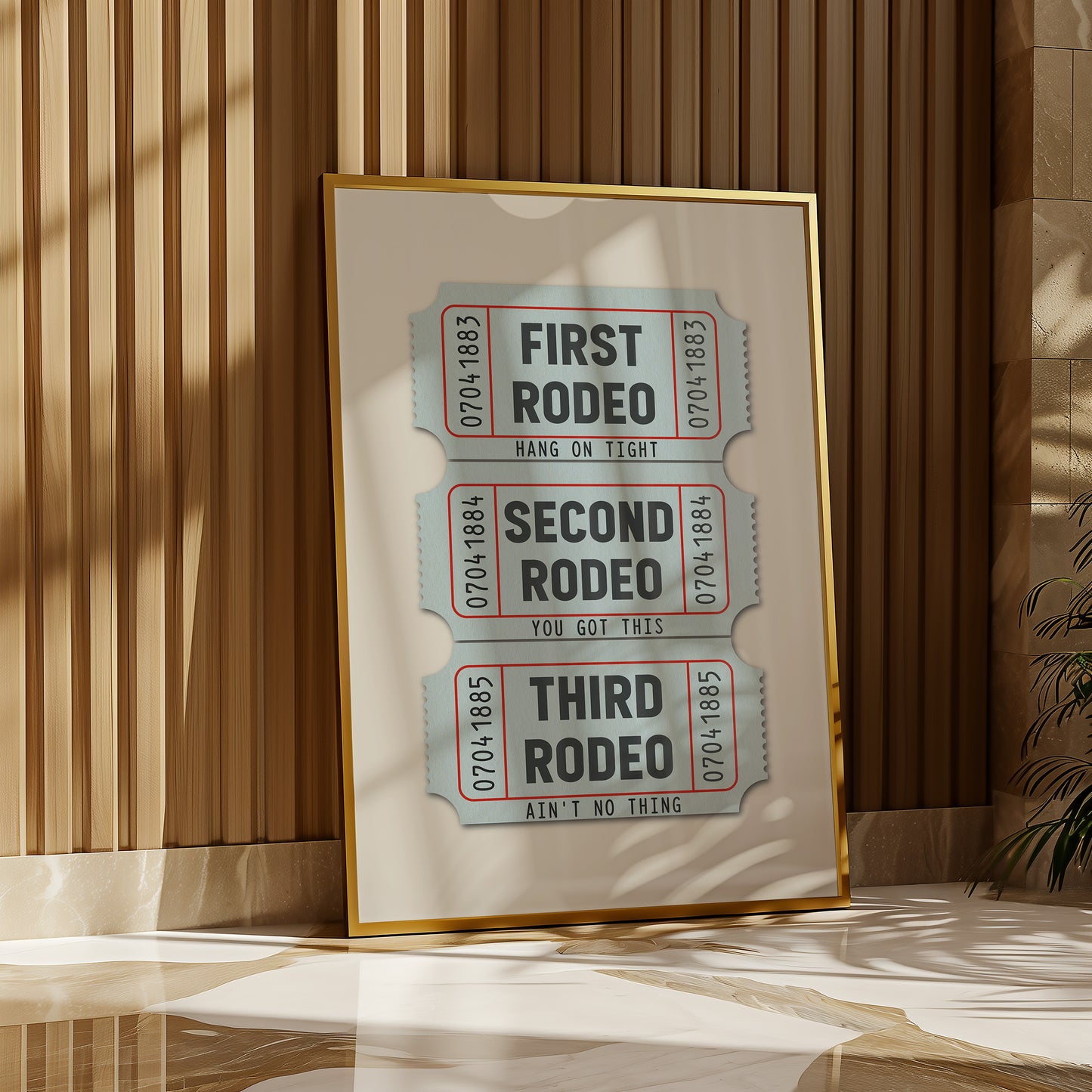 First Rodeo Ticket Stub Art Print Blue