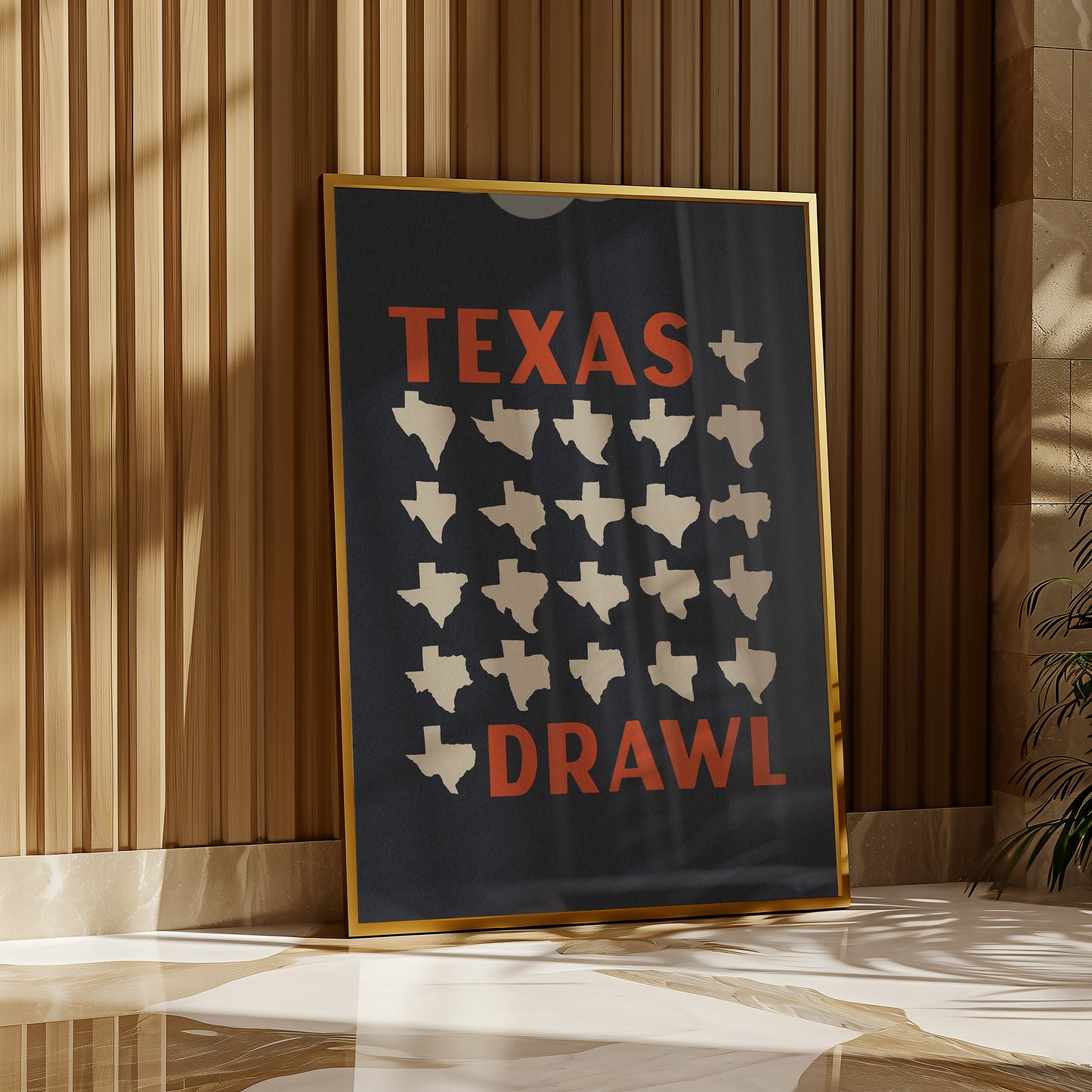 Texas Drawl - Collection of Student Drawn Texas Silhouettes Art Print (Navy)