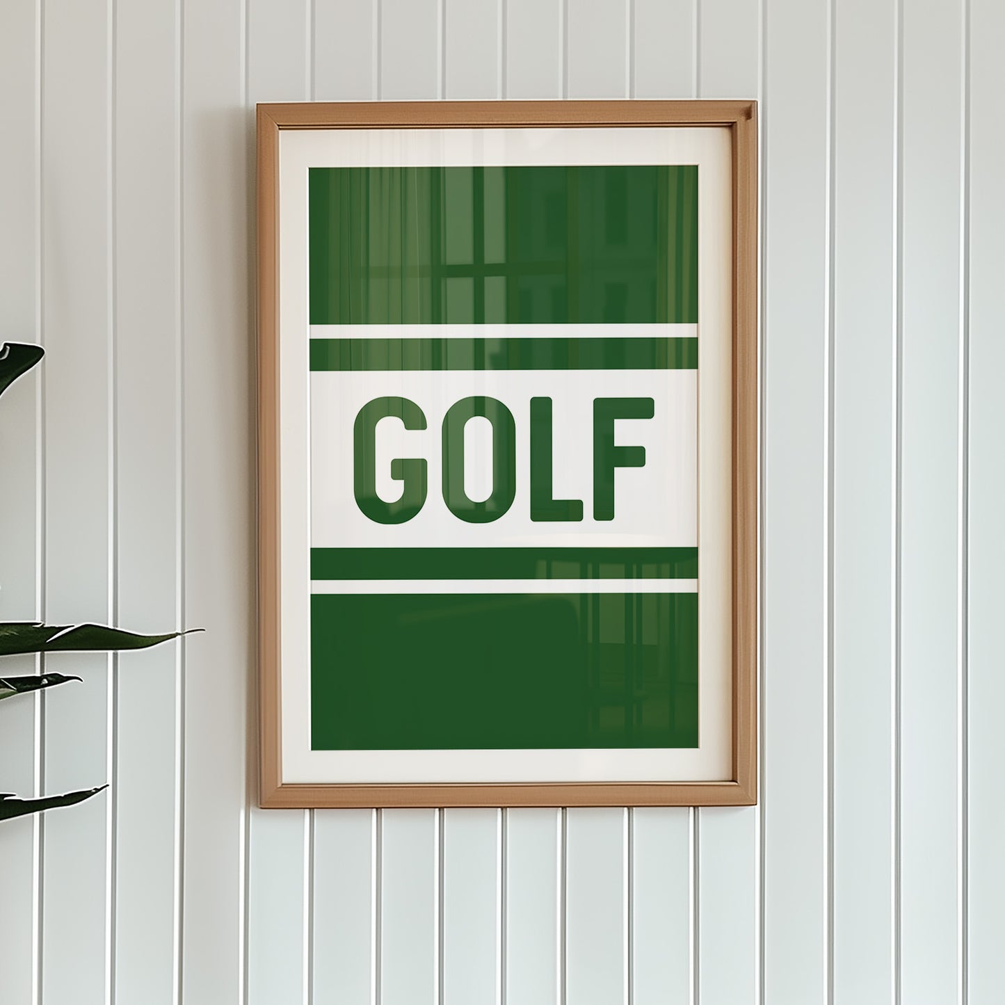 Golf Typography Striped Green Art Print