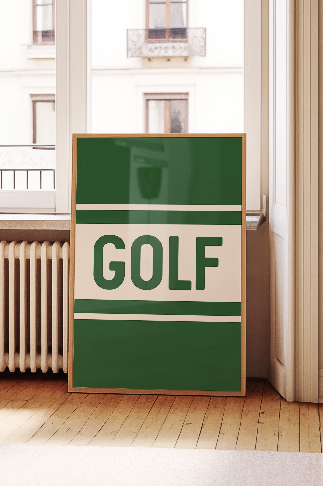 Golf Typography Striped Green Art Print
