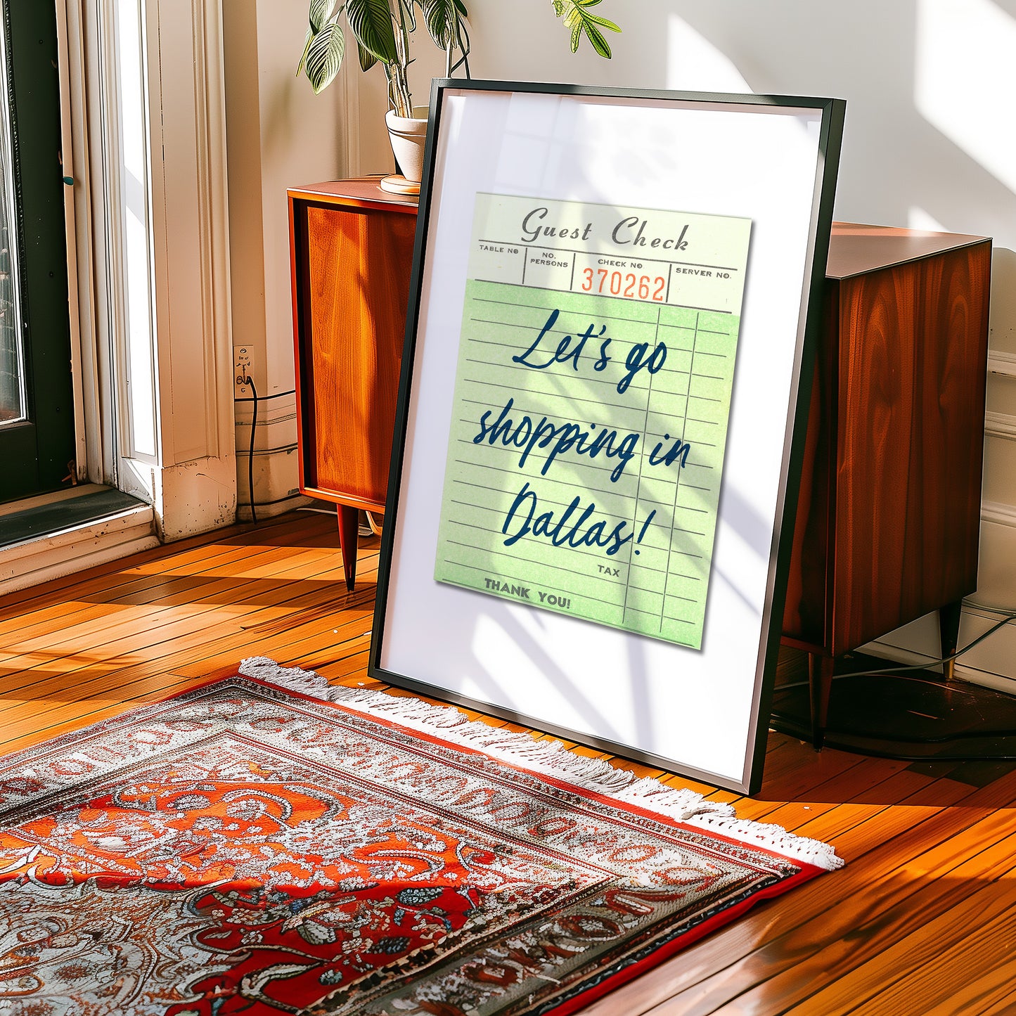 Let's Go Shopping In Dallas Guest Check Art Print