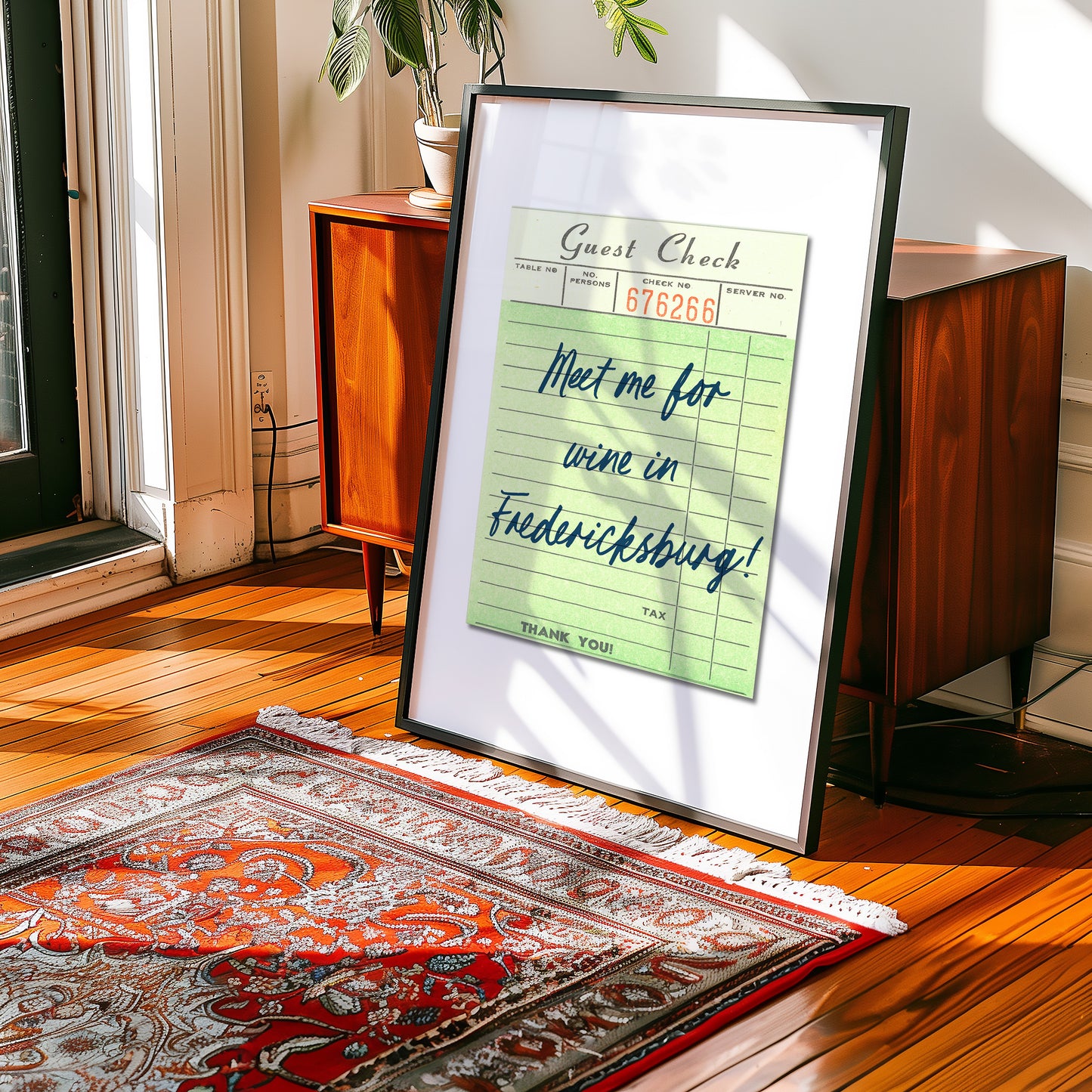Meet Me For Wine In Fredericksburg Guest Check Art Print