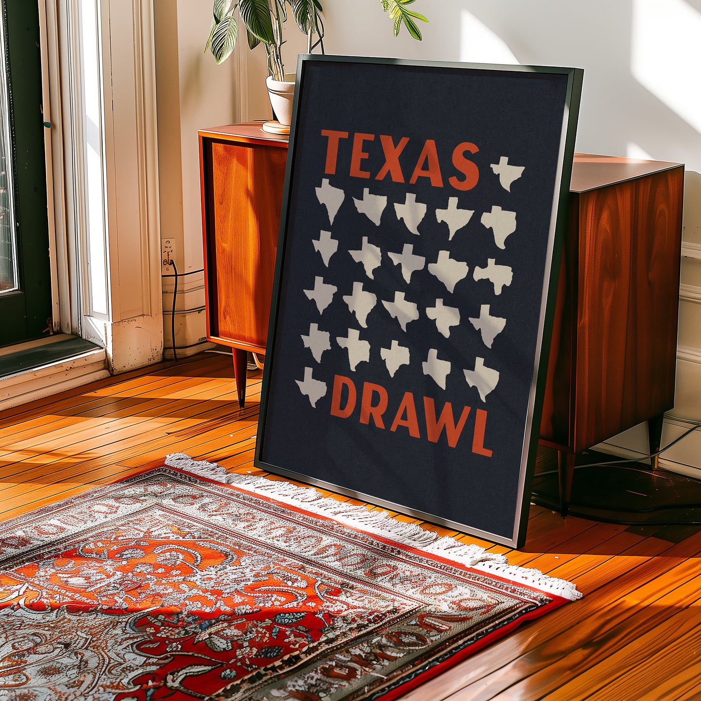 Texas Drawl - Collection of Student Drawn Texas Silhouettes Art Print (Navy)