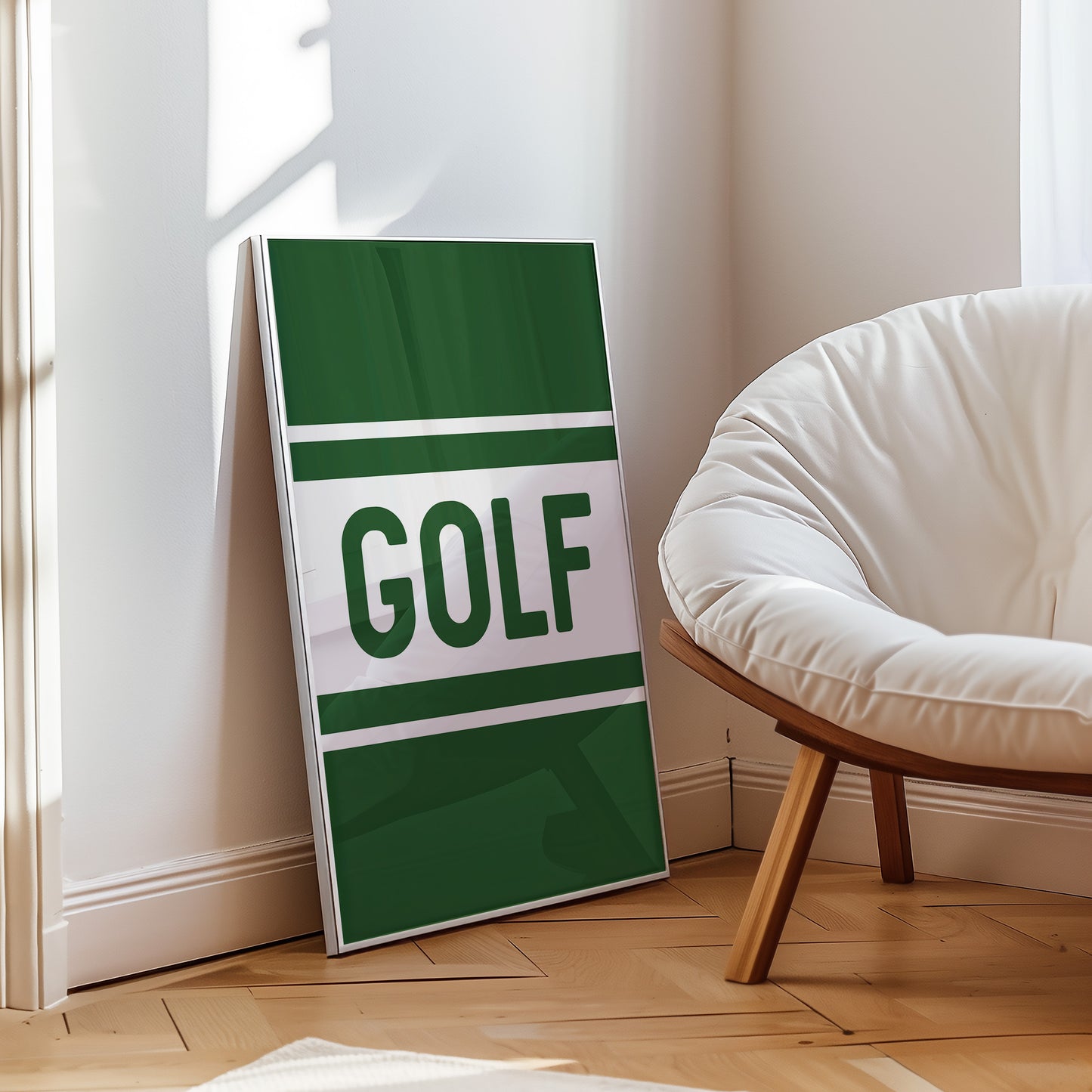 Golf Typography Striped Green Art Print