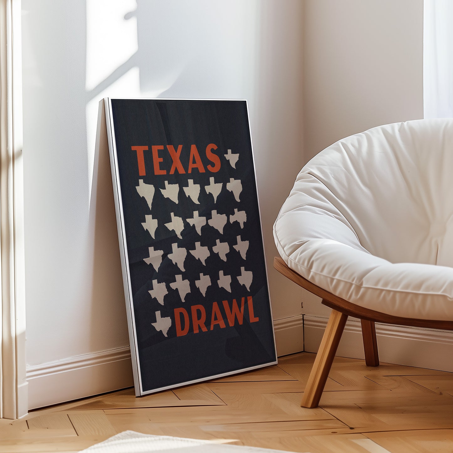 Texas Drawl - Collection of Student Drawn Texas Silhouettes Art Print (Navy)