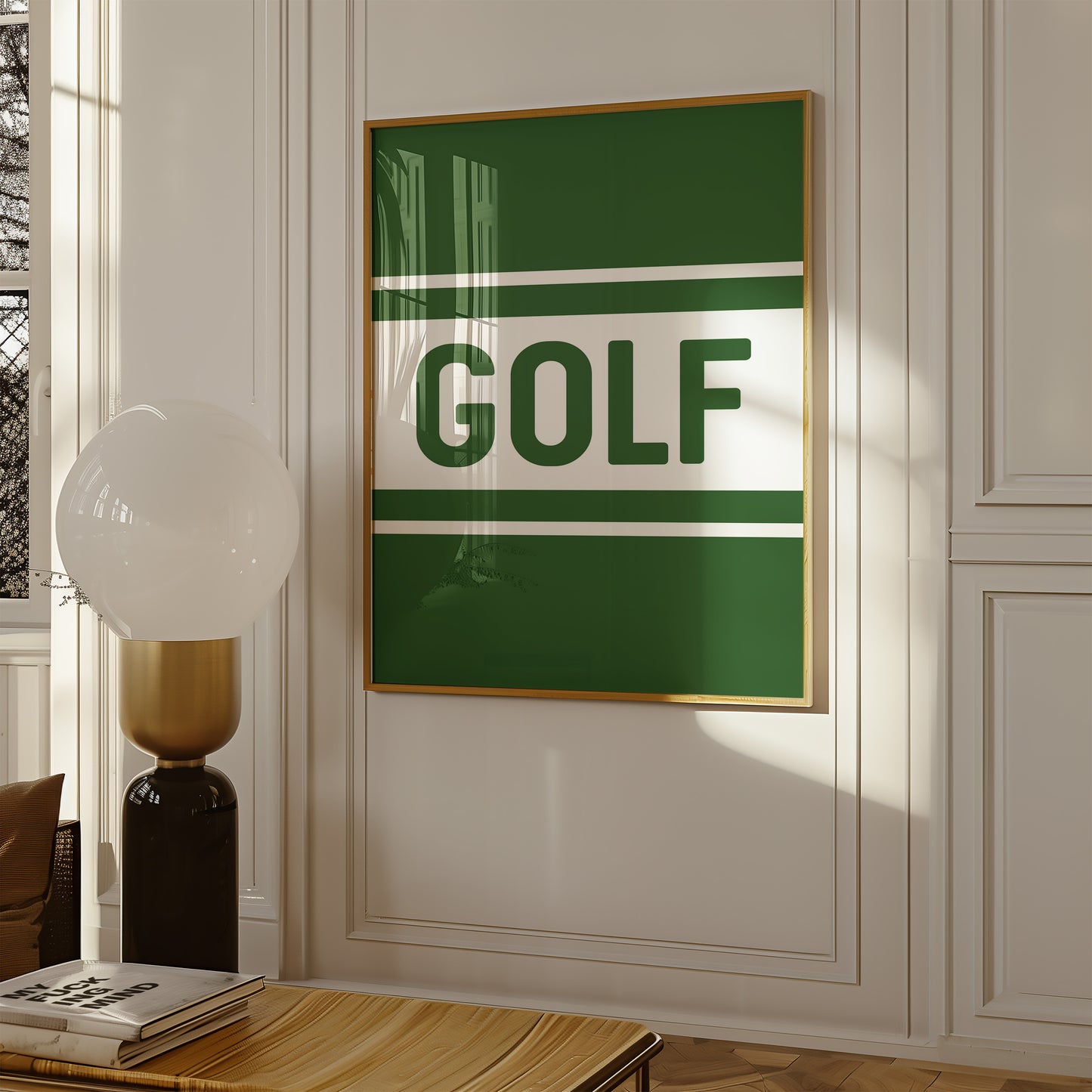 Golf Typography Striped Green Art Print
