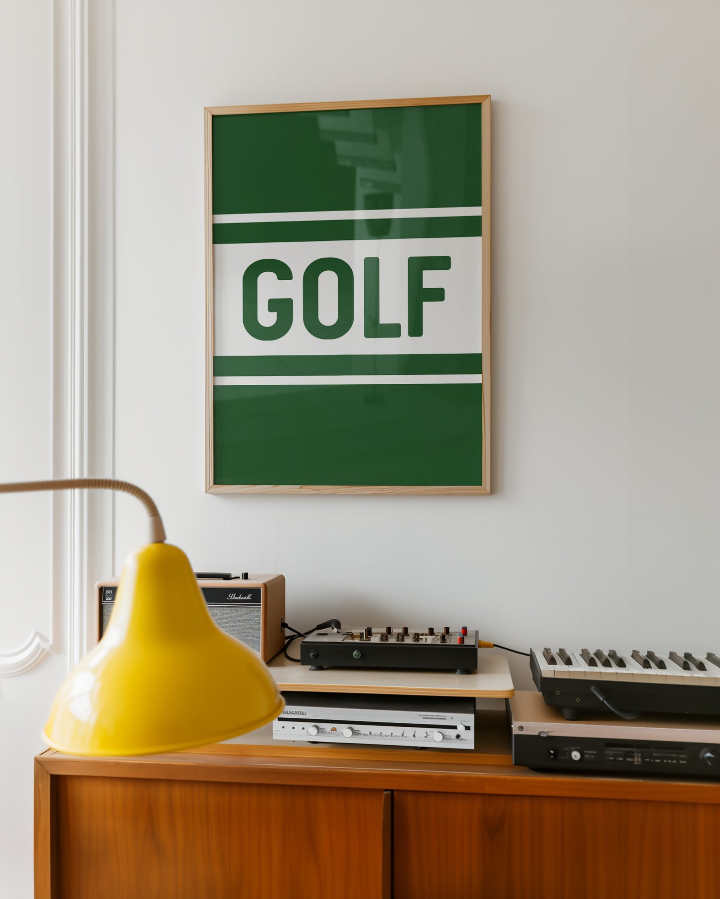 Golf Typography Striped Green Art Print
