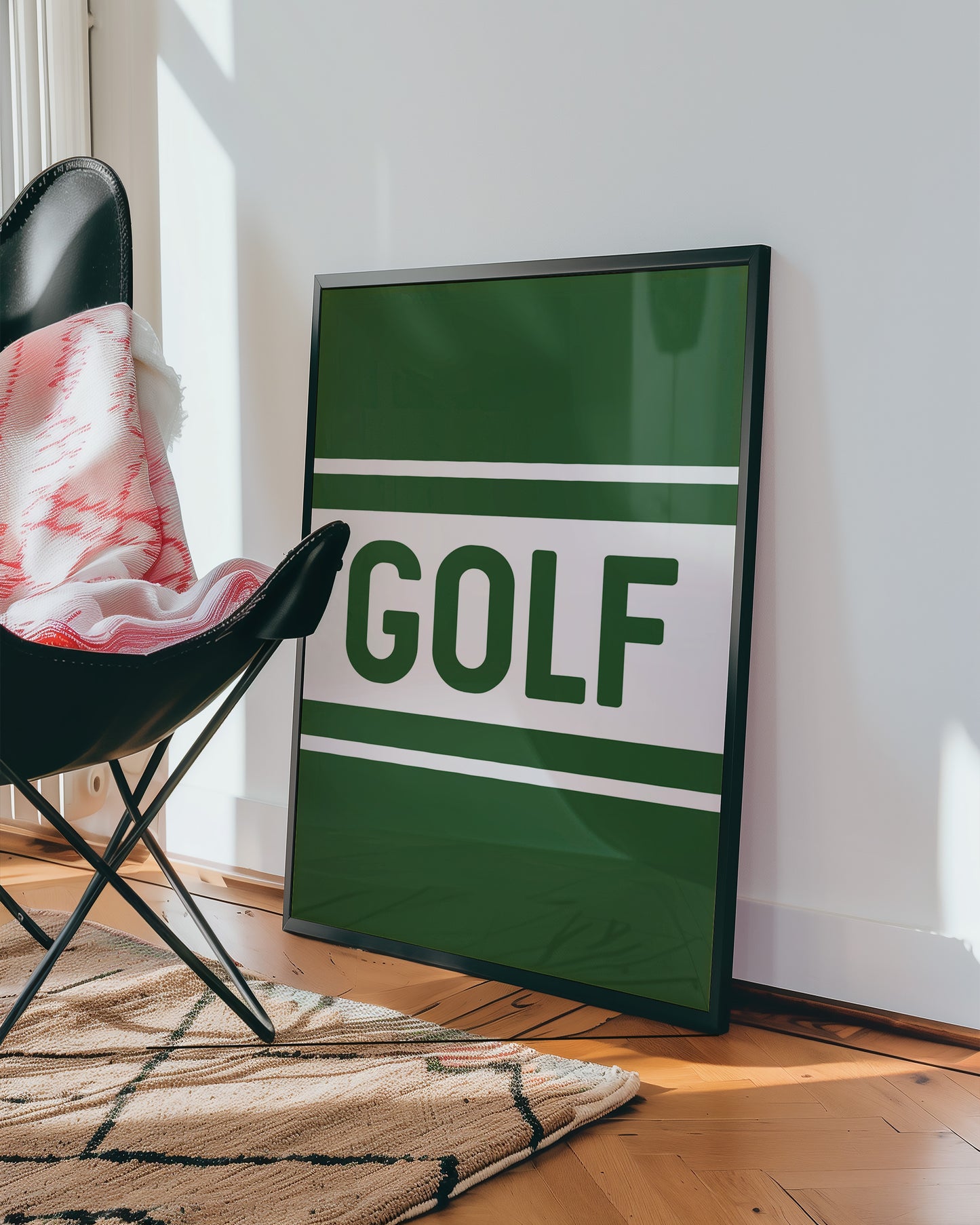 Golf Typography Striped Green Art Print