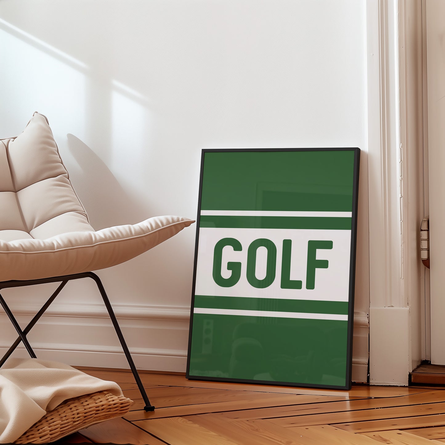 Golf Typography Striped Green Art Print