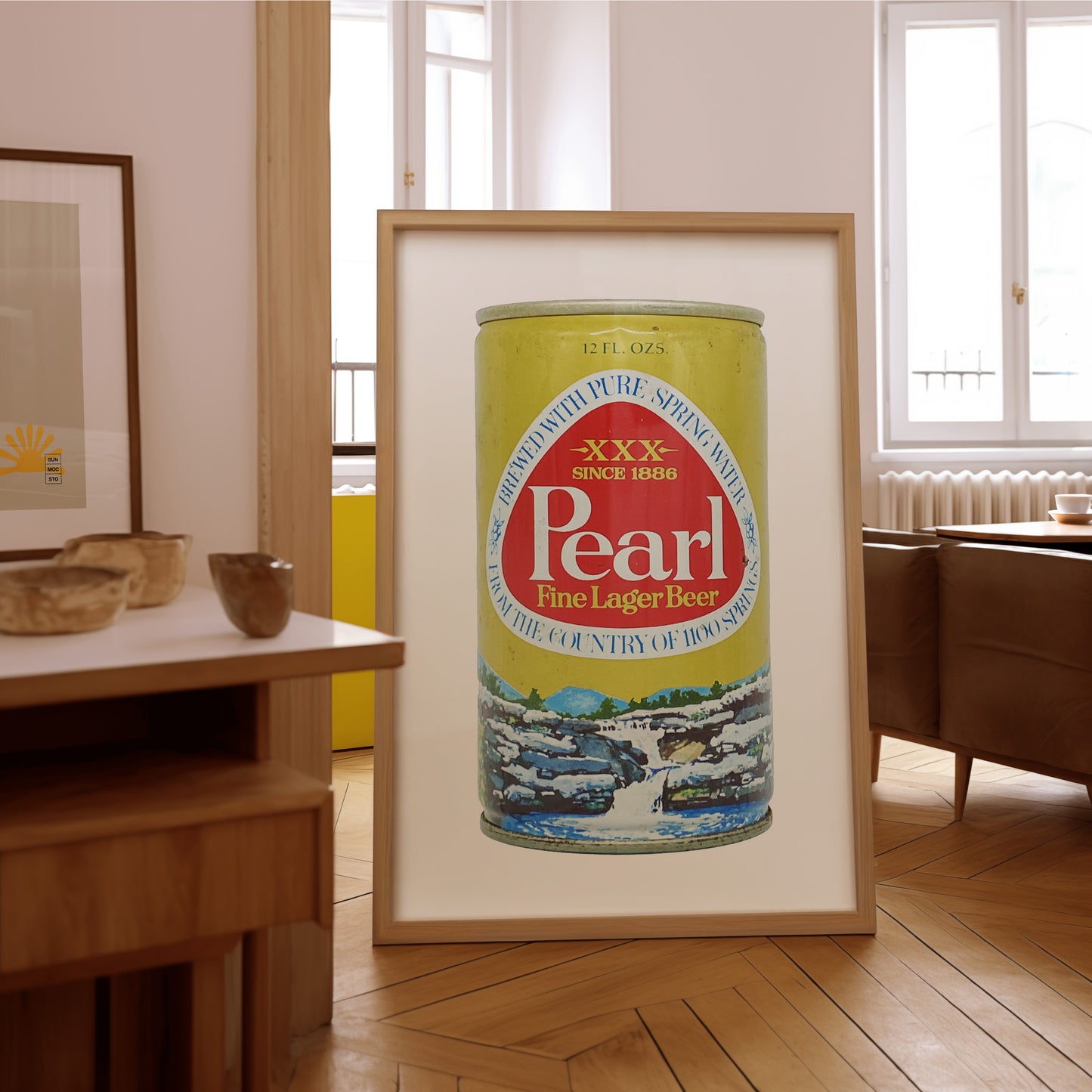 Pearl Beer Can Gold Art Print
