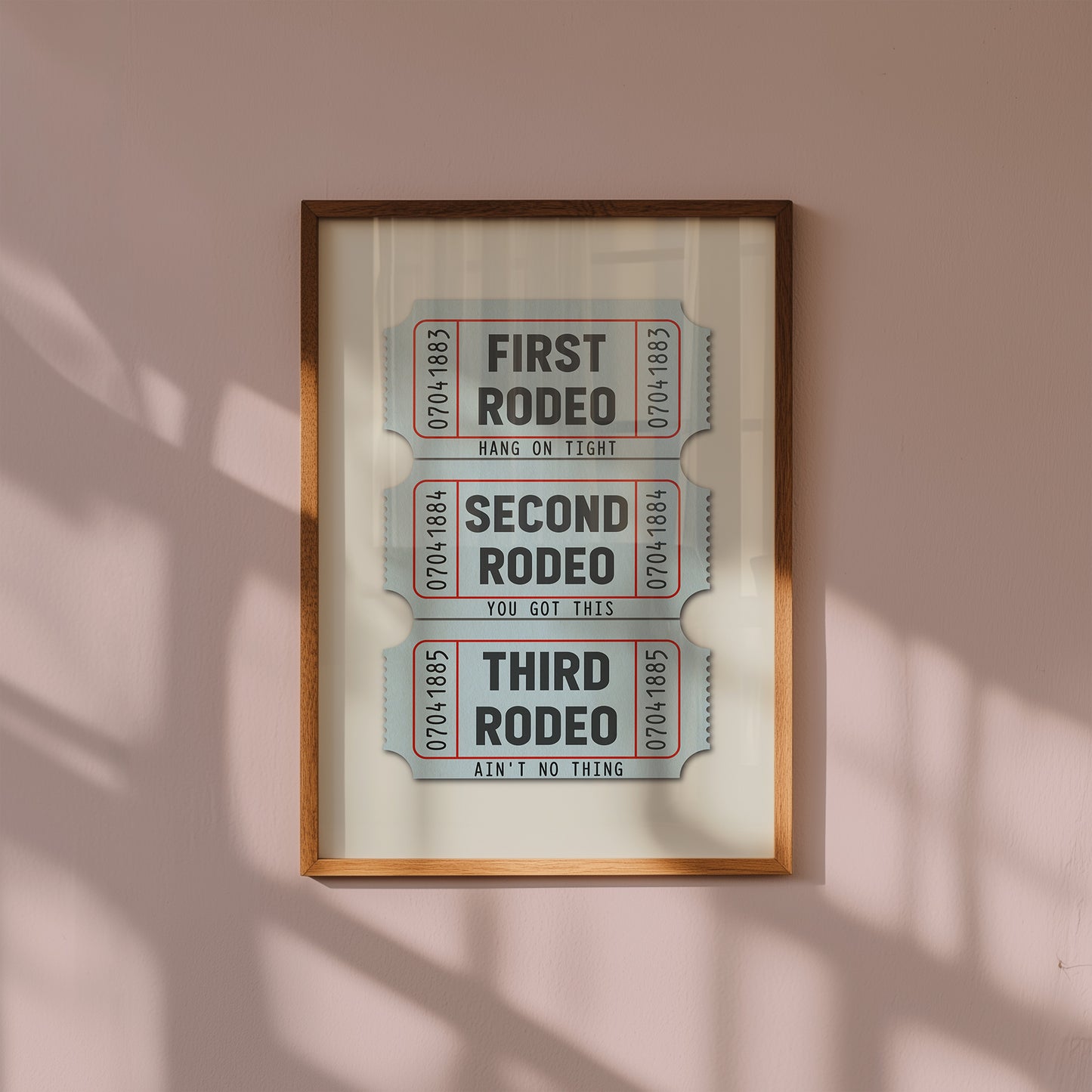 First Rodeo Ticket Stub Art Print Blue