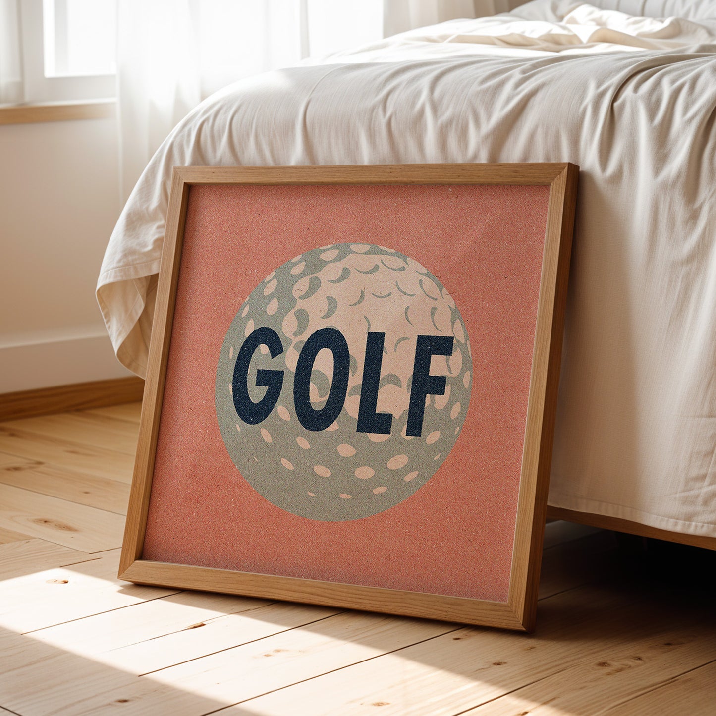 Retro Golf Ball Art Print Salmon Pink