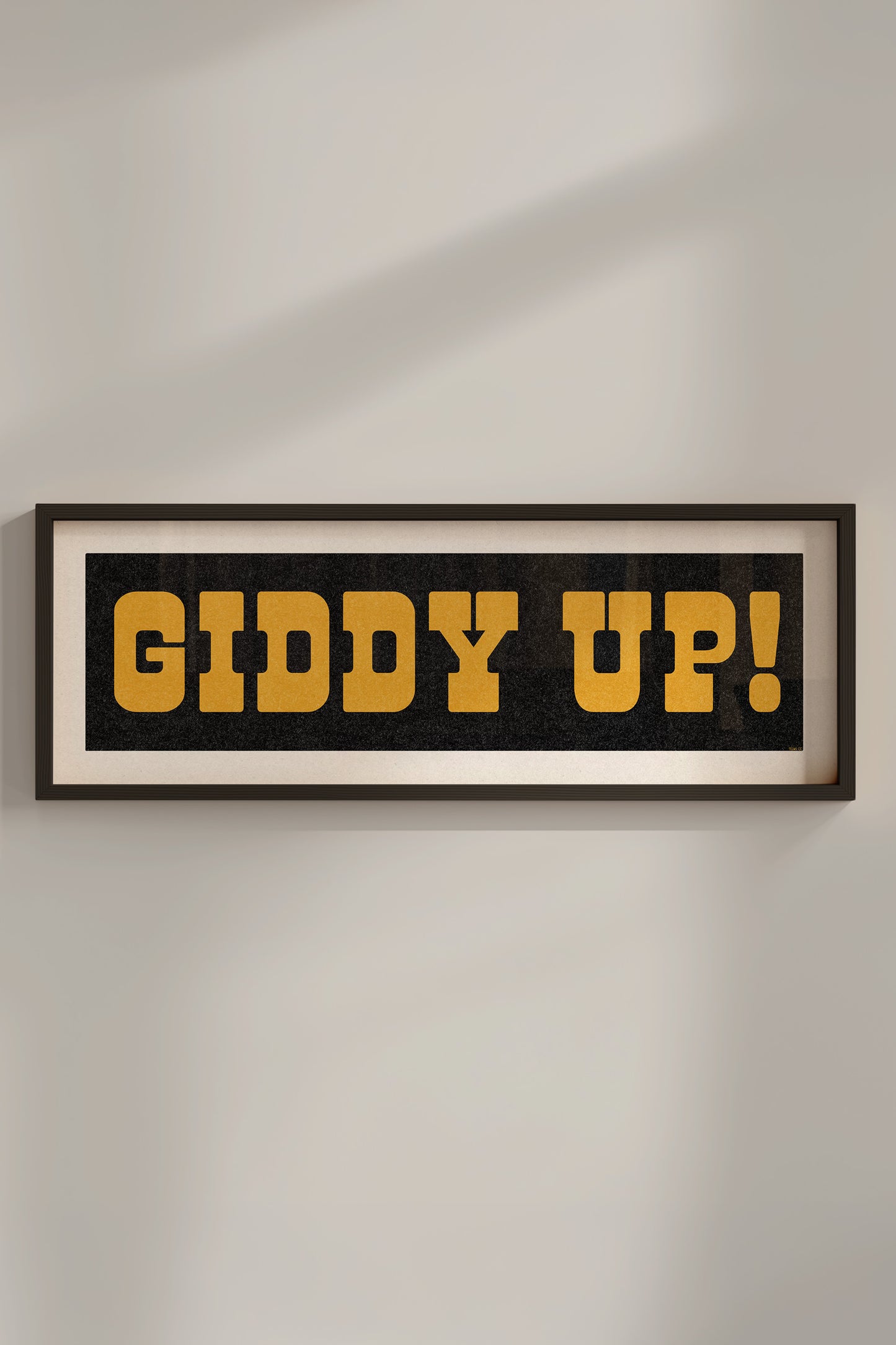 Framed GIDDY UP! Sign Black & Gold Art Print - Tejas Country Club