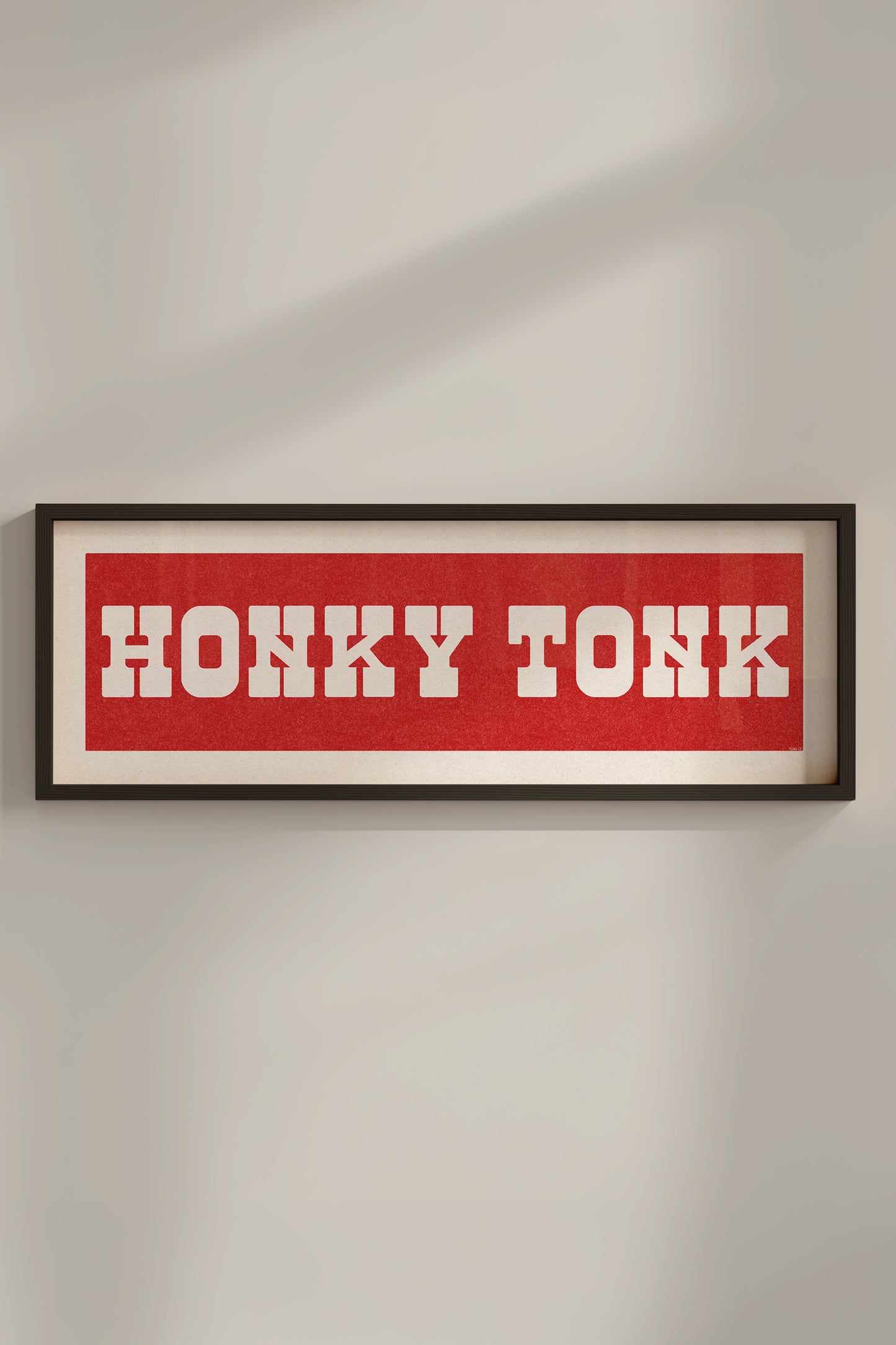 Framed HONKY TONK Sign Red & White Art Print - Tejas Country Club