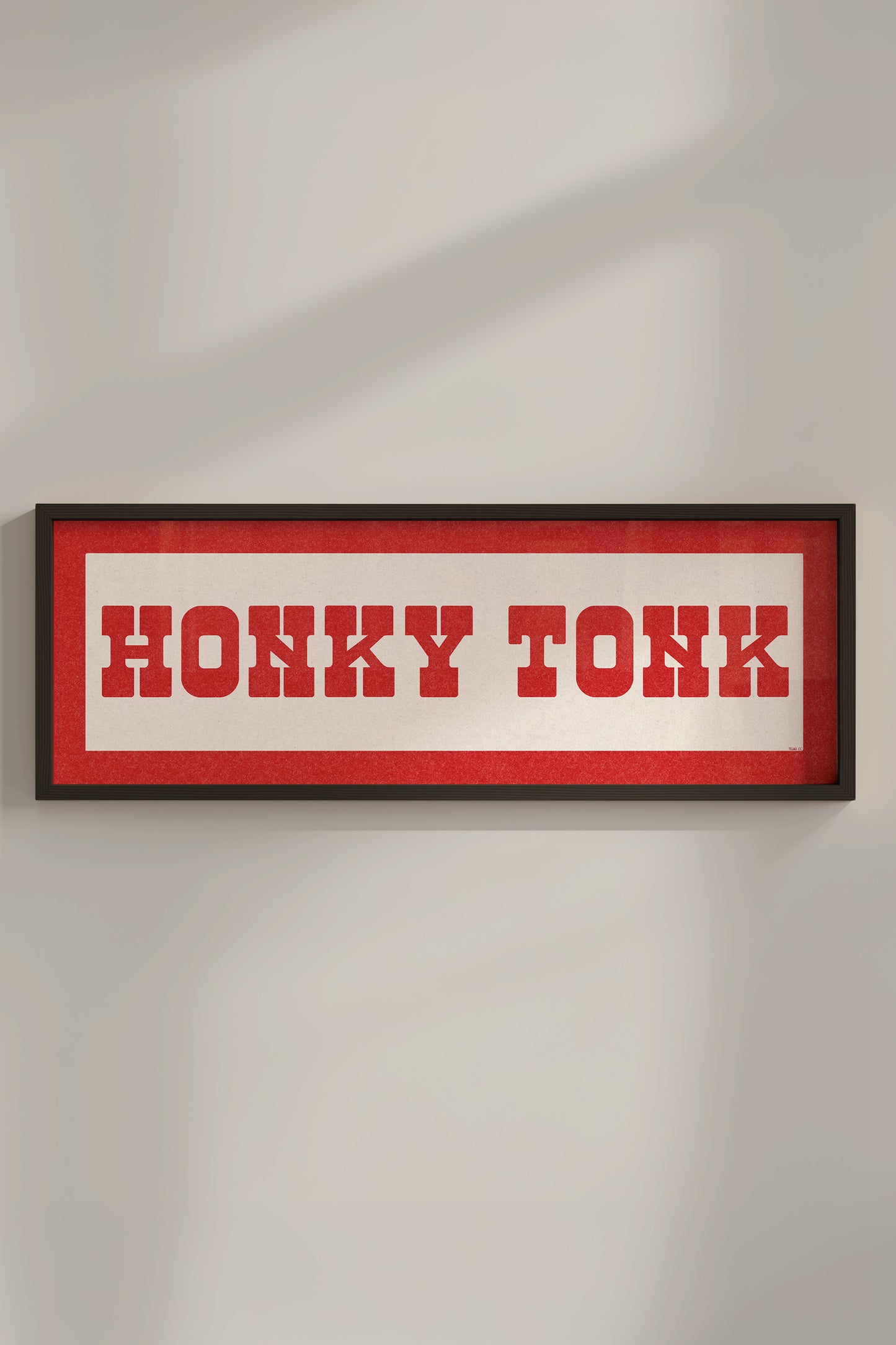 Framed HONKY TONK Sign White & Red Art Print - Tejas Country Club