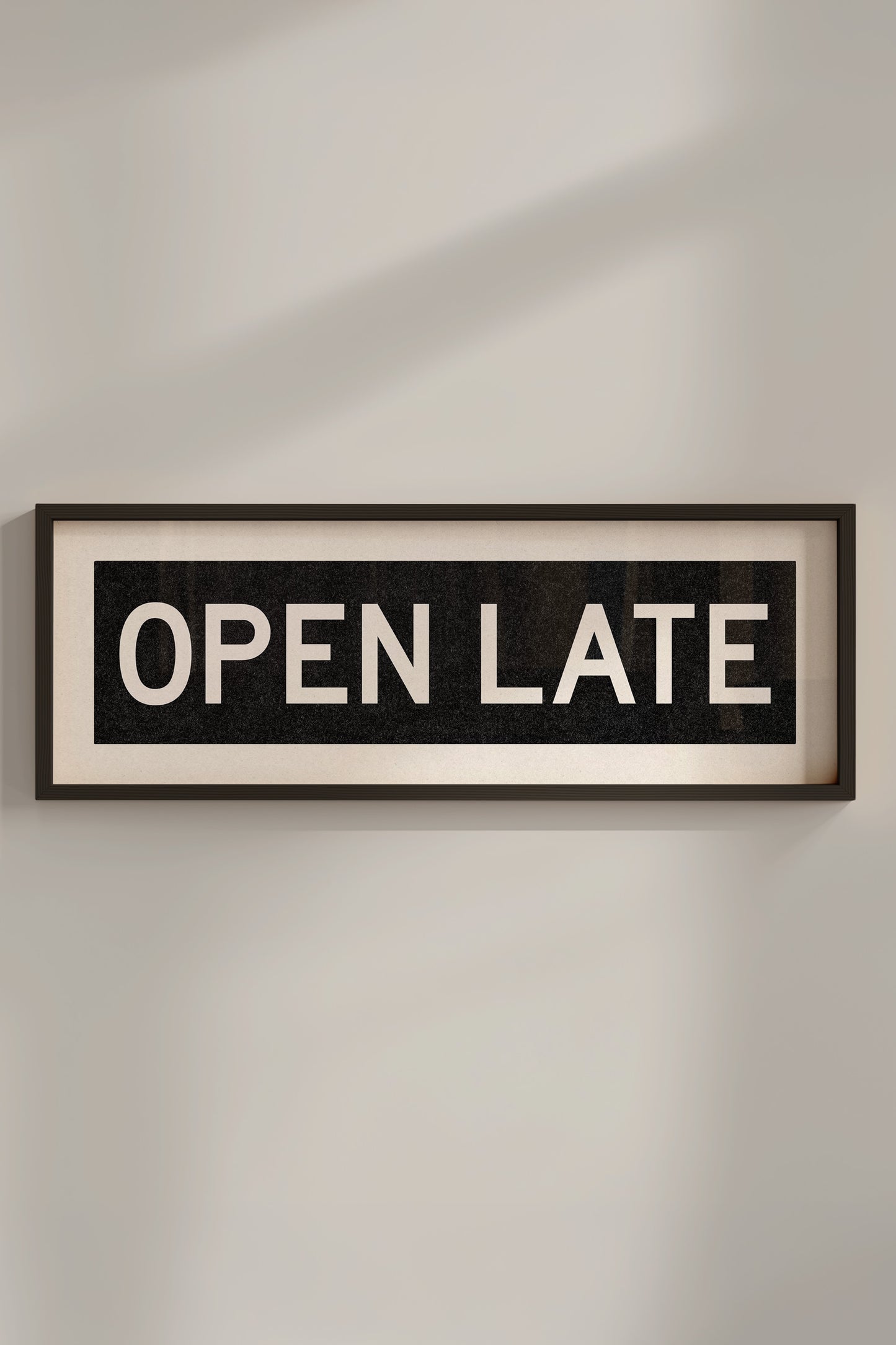 Framed Open Late Bus Scroll Sign - Tejas Country Club