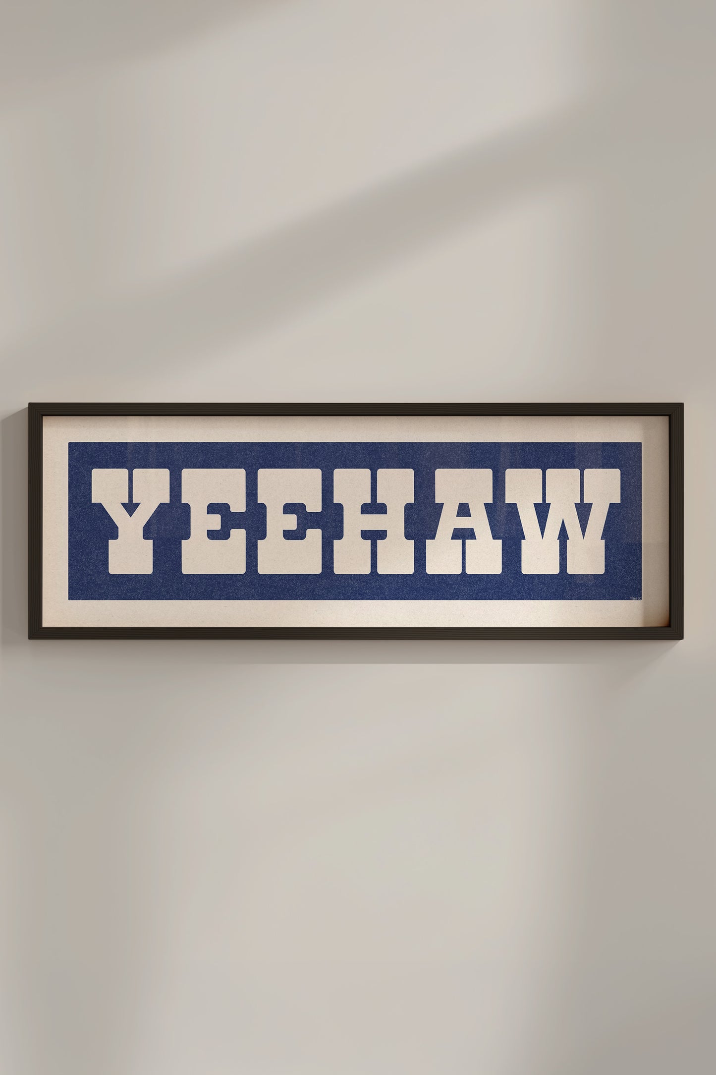 Framed YEEHAW Sign Blue & White Art Print - Tejas Country Club
