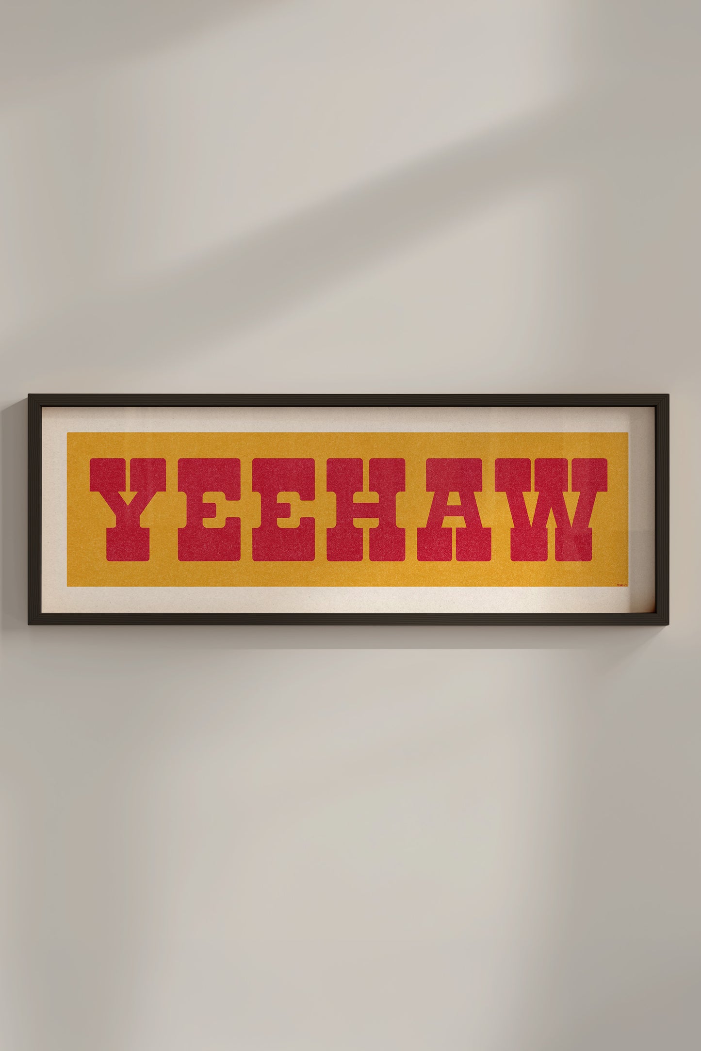 Framed YEEHAW Sign Gold & Red Art Print - Tejas Country Club