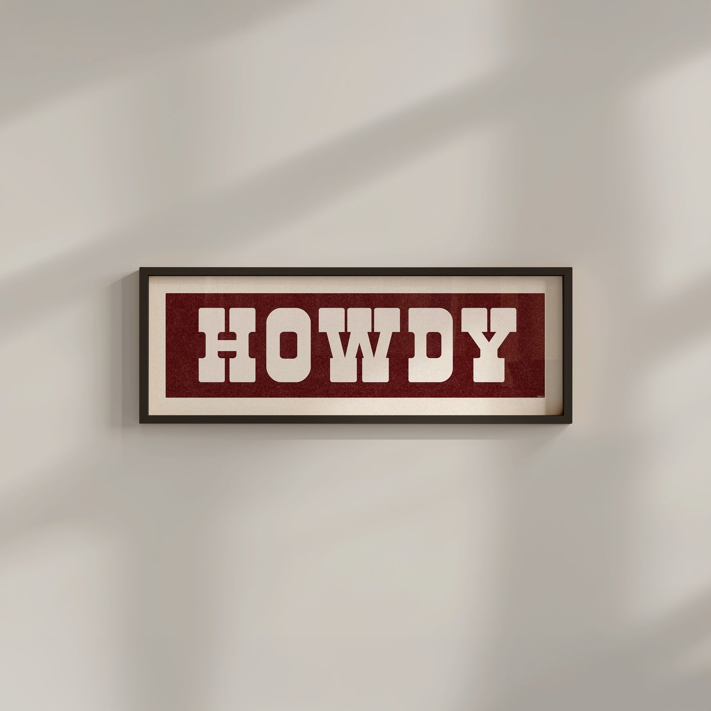 Framed HOWDY Sign Maroon & White Art Print - Tejas Country Club