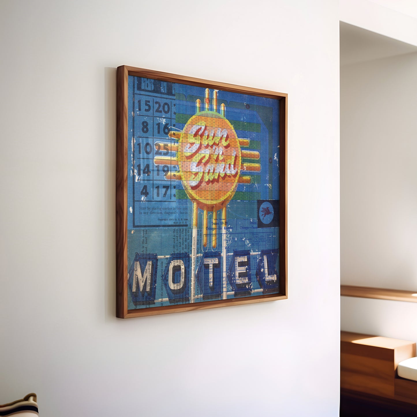 Sun 'n Sand Motel Mixed Media Collage Art Print
