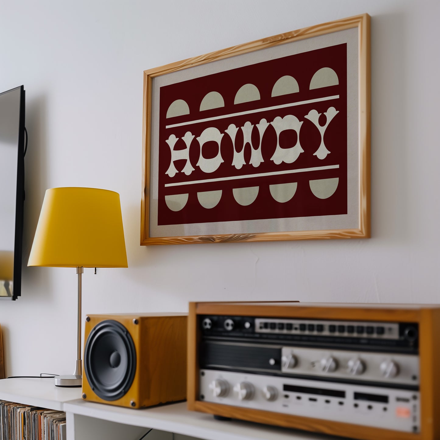 Howdy Maroon Typography Art Poster Print