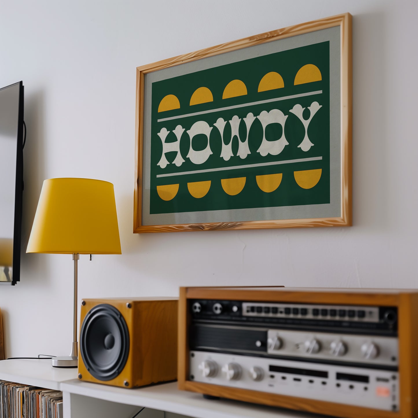Green and Gold Howdy Home Decor Art Print