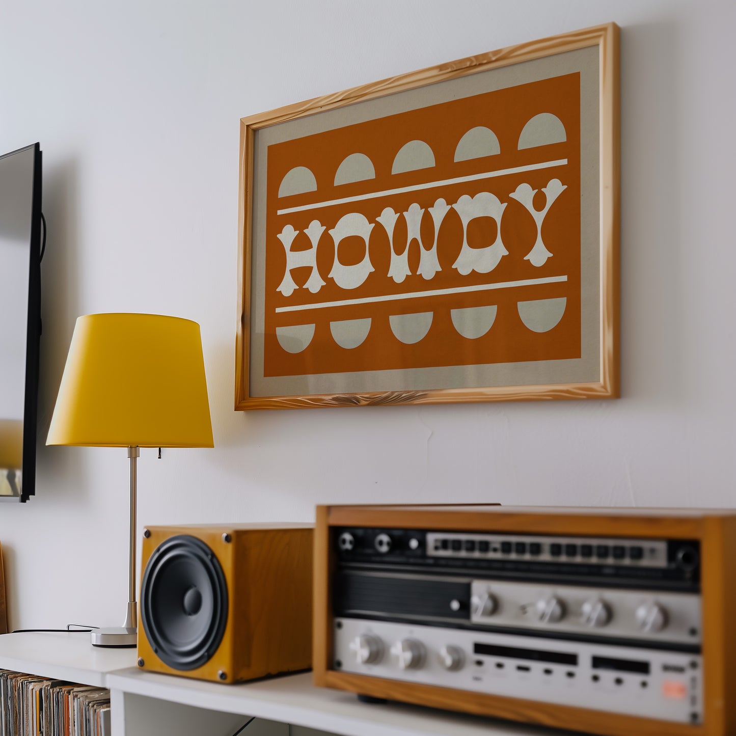 Orange and White Howdy Home Decor Art Print