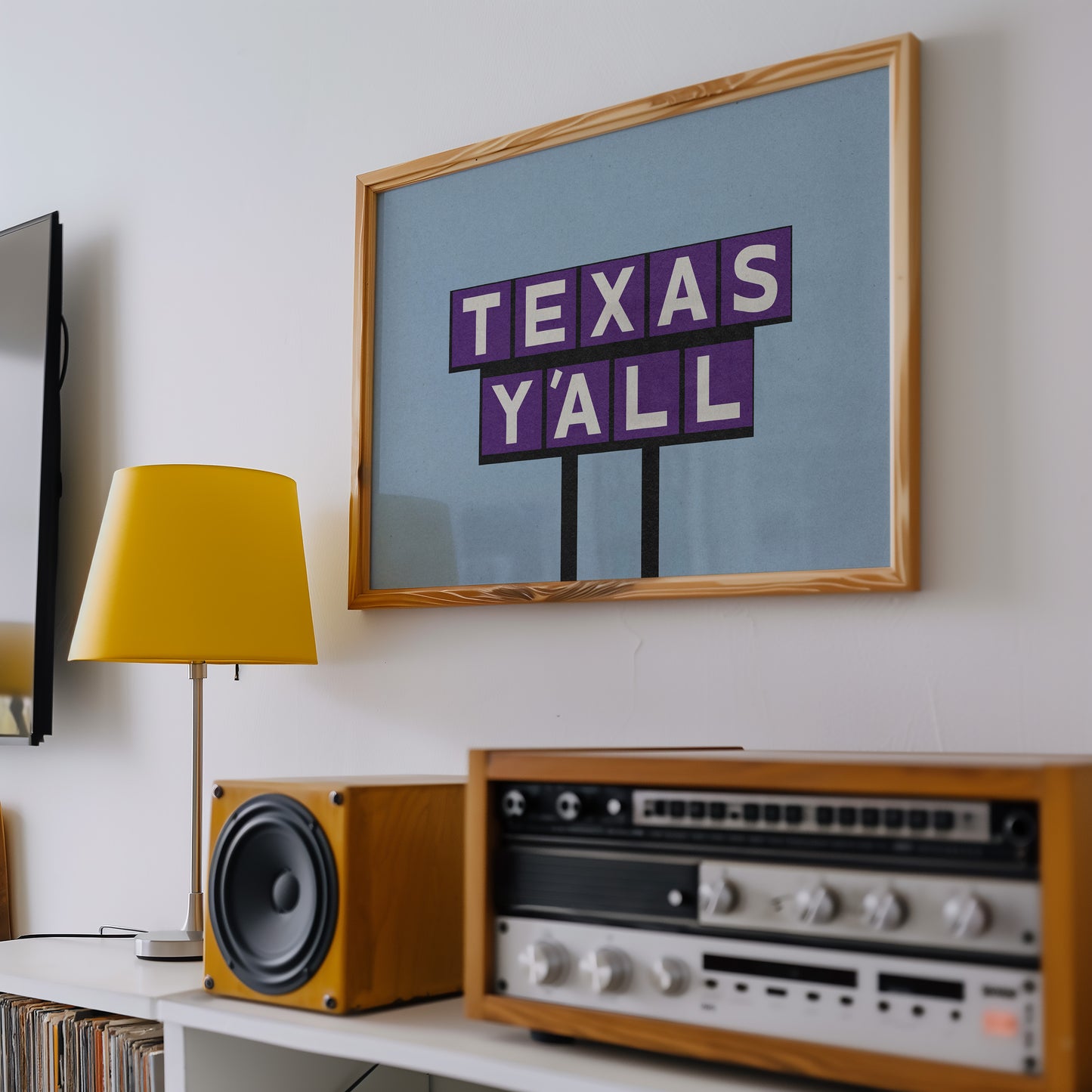 Texas Y'all Billboard Purple Art Print