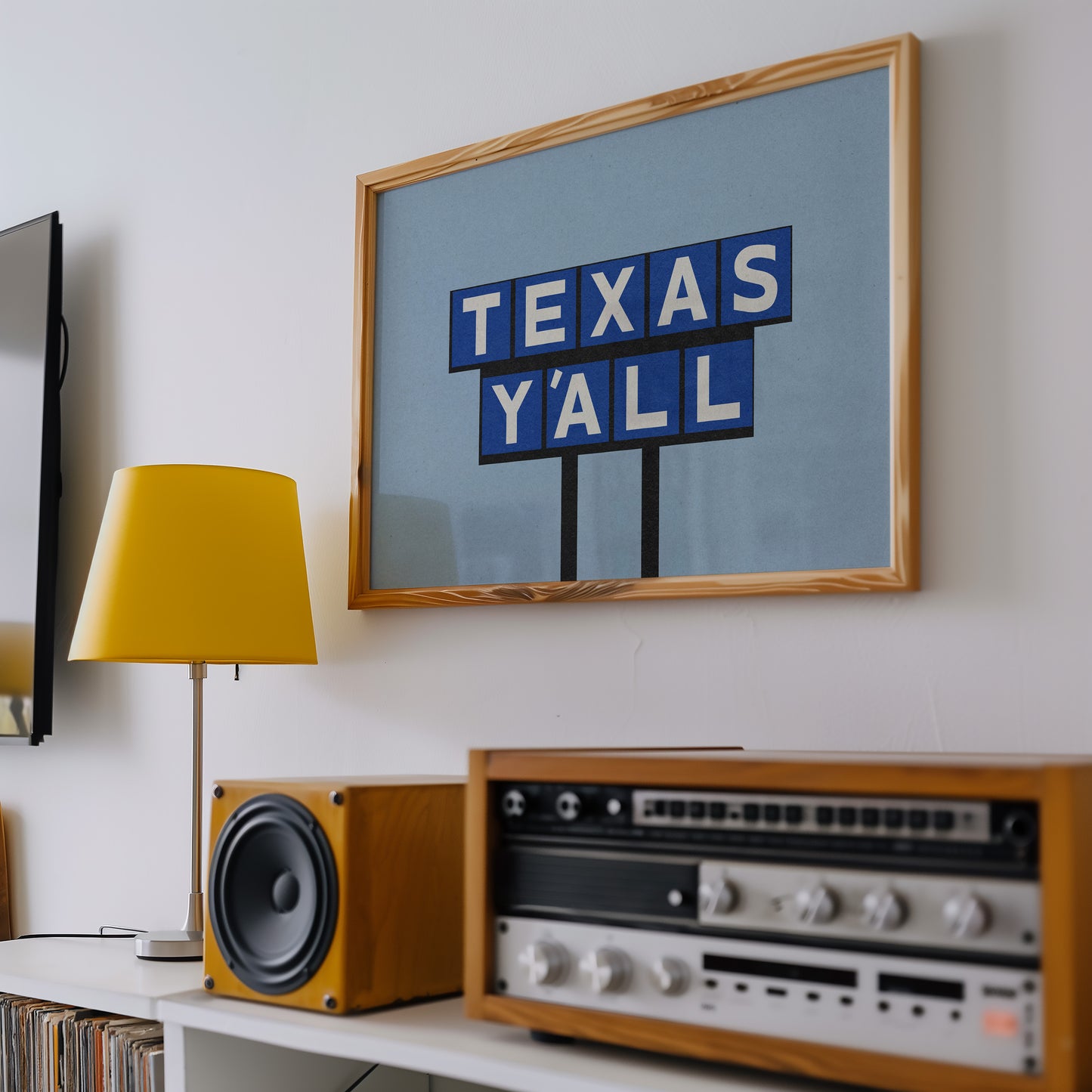 Texas Y'all Billboard Blue Art Print