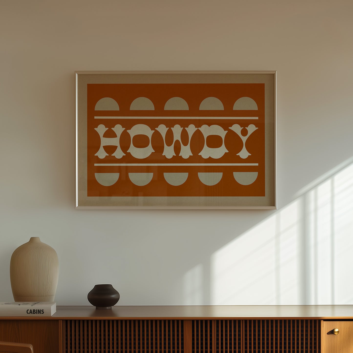 Orange and White Howdy Home Decor Art Print
