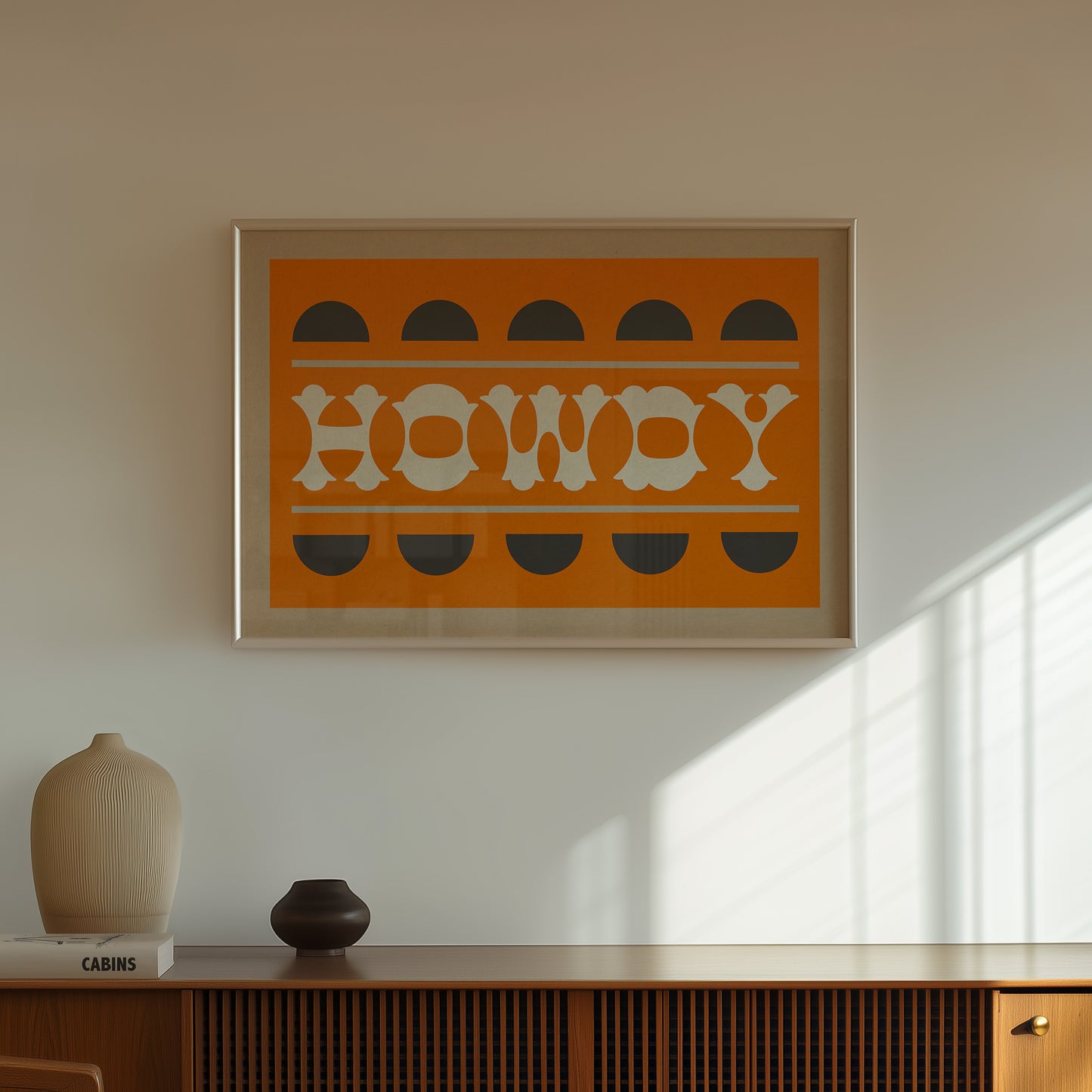 Orange and Smoky Gray Howdy Home Decor Art Print