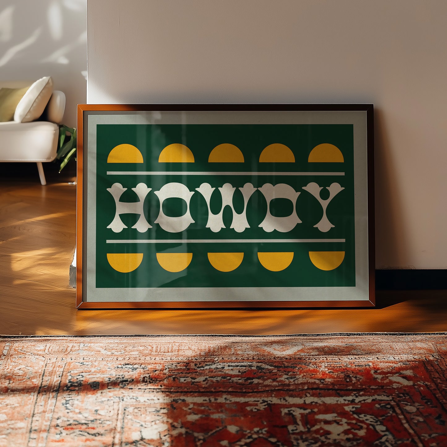 Green and Gold Howdy Home Decor Art Print