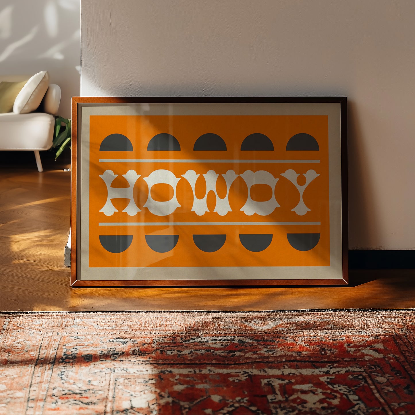 Orange and Smoky Gray Howdy Home Decor Art Print