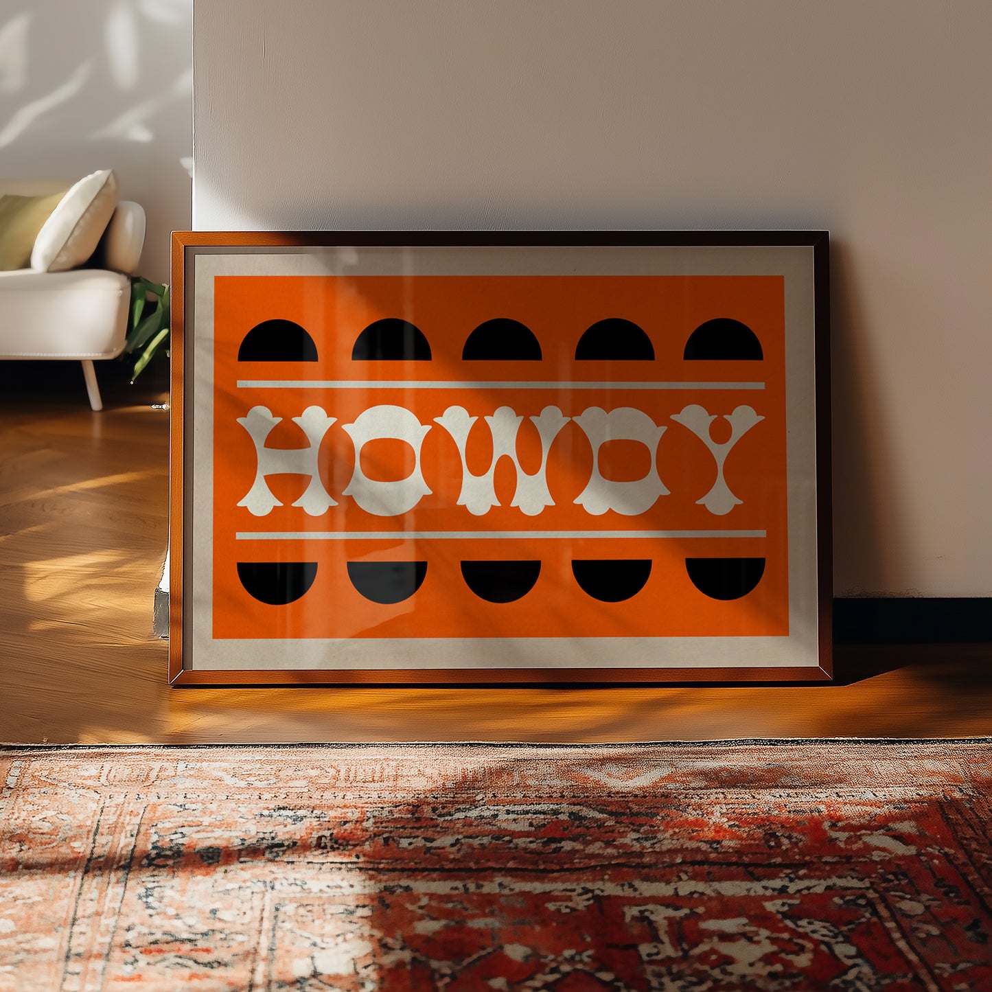 Orange and Black Howdy Home Decor Art Print