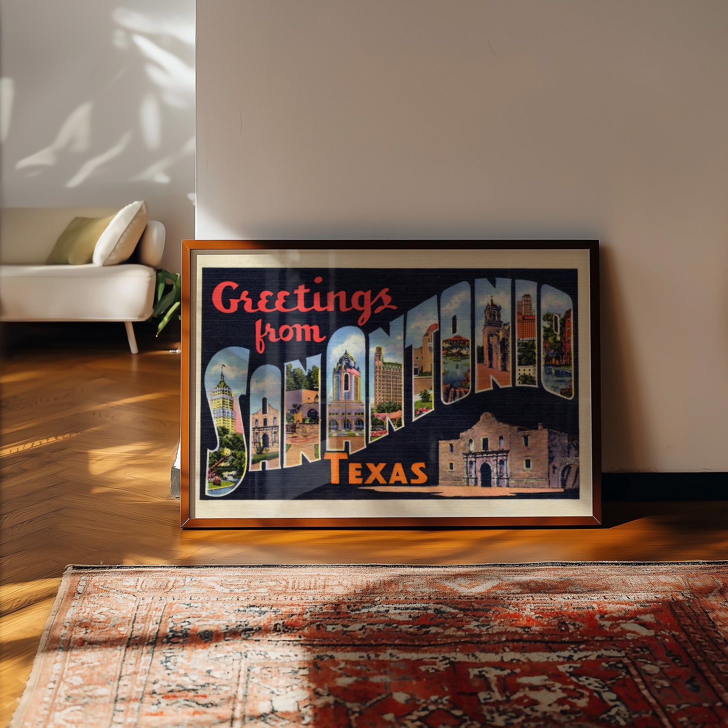 San Antonio Texas Vintage Postcard Print
