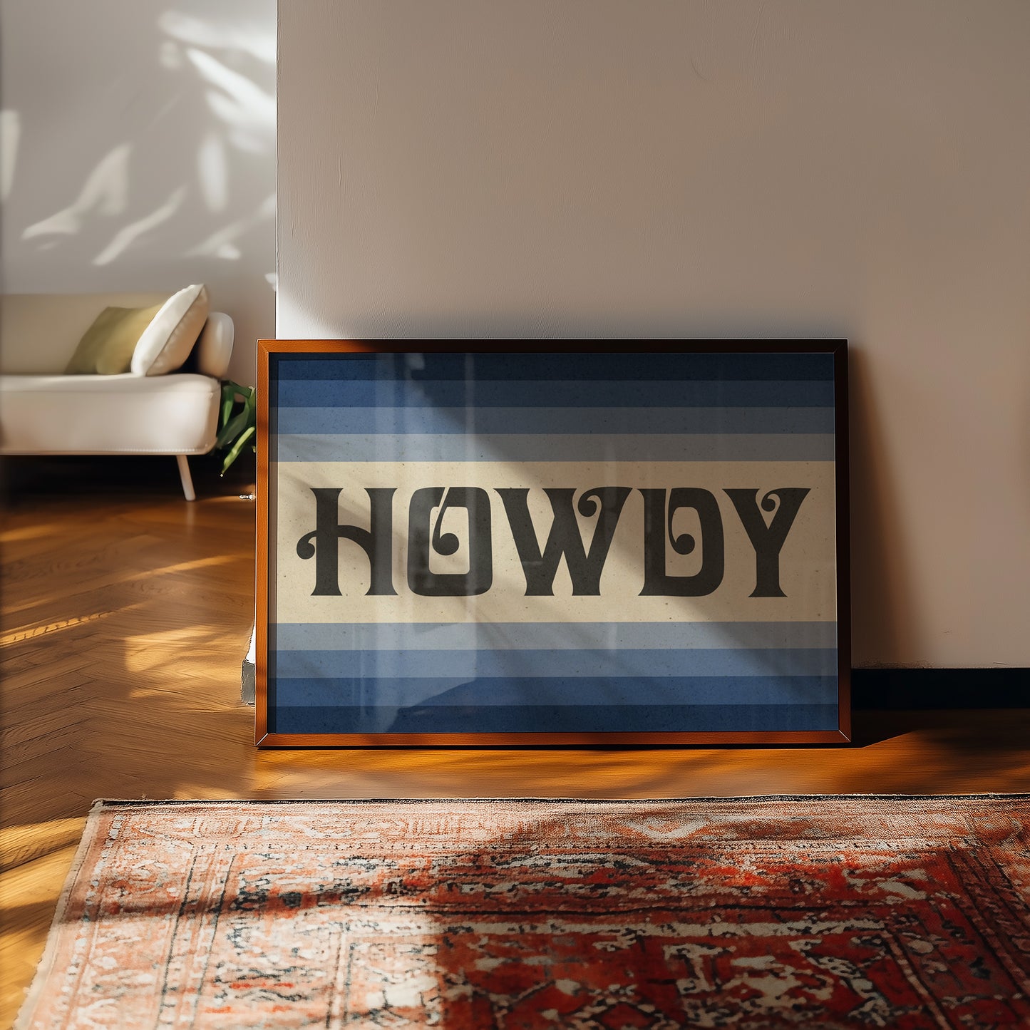 Howdy Art Print Poster Monochromatic Ombre Blue Print