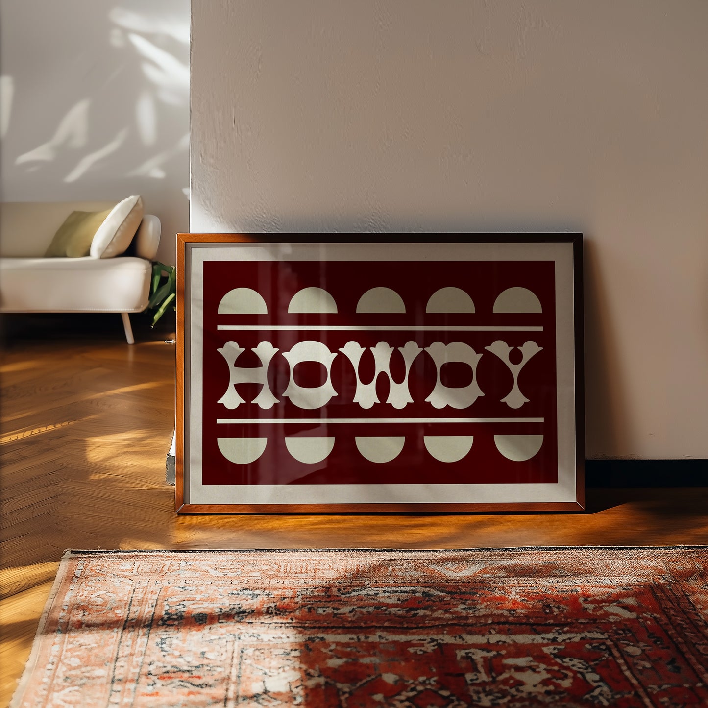 Howdy Maroon Typography Art Poster Print