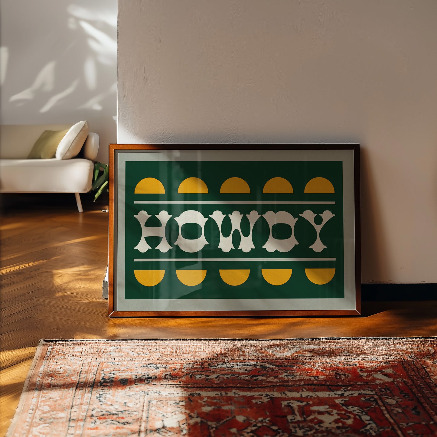 Green and Gold Howdy Home Decor Art Print