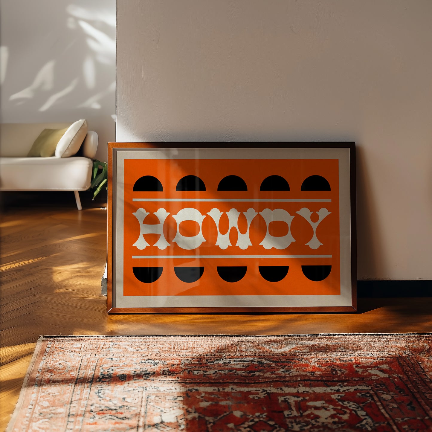 Orange and Black Howdy Home Decor Art Print