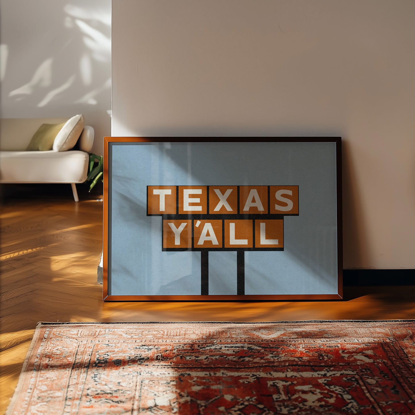 Texas Y'all Billboard Rusty Orange Art Print
