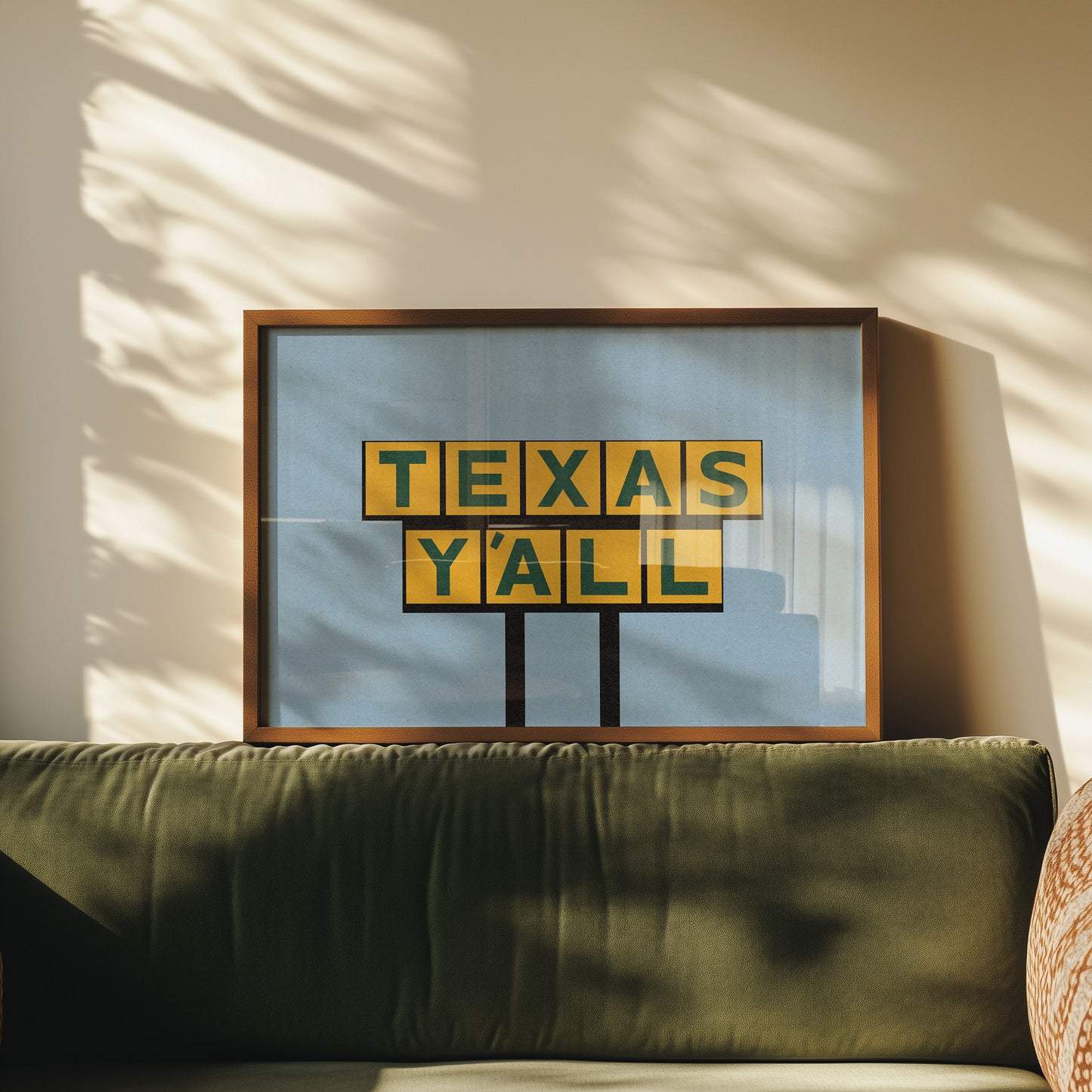 Texas Y'all Billboard Green & Gold Art Print
