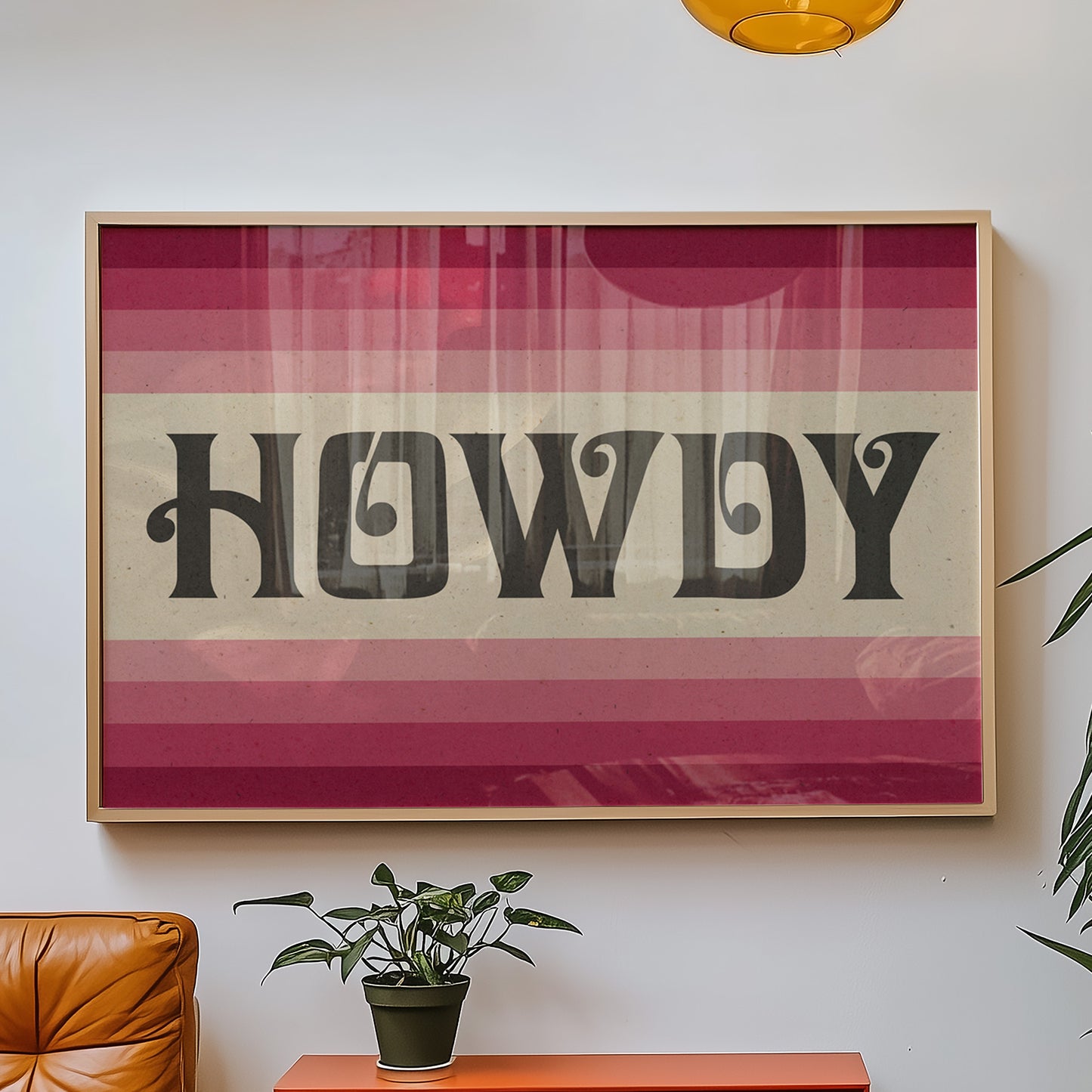 Howdy Art Print Poster Monochromatic Ombre Pink Print