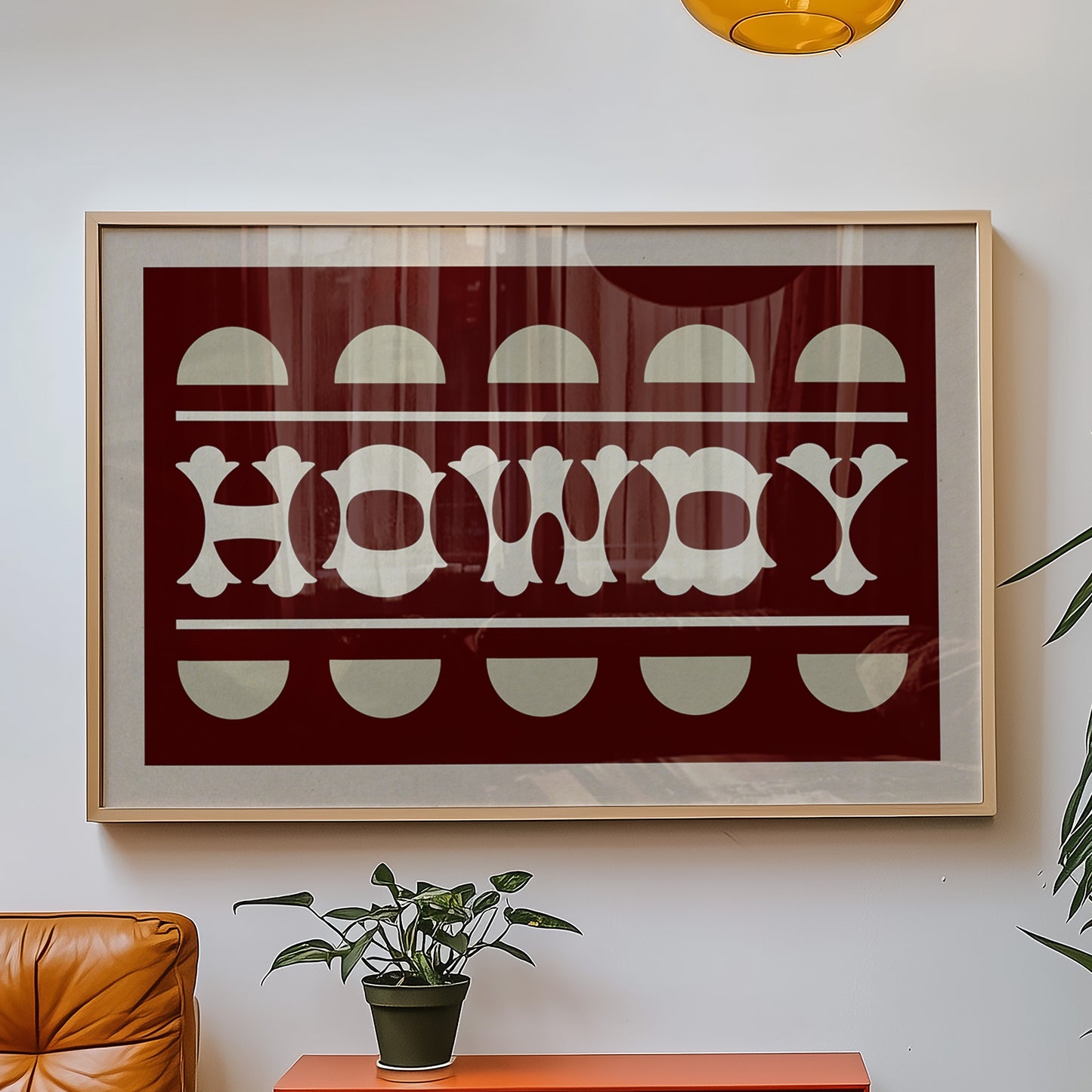 Howdy Maroon Typography Art Poster Print