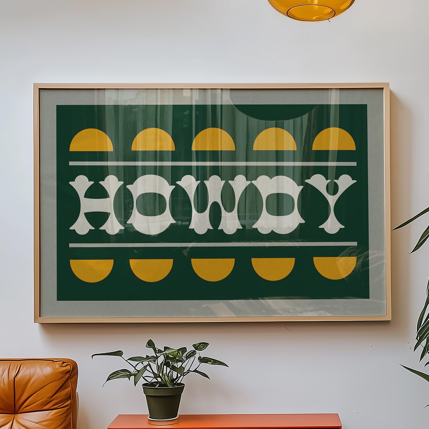 Green and Gold Howdy Home Decor Art Print