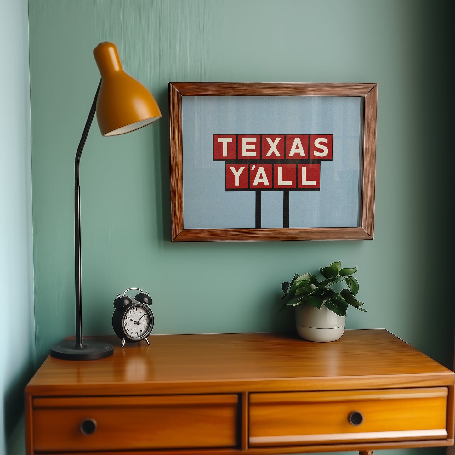 Texas Y'all Billboard Red & White Art Print