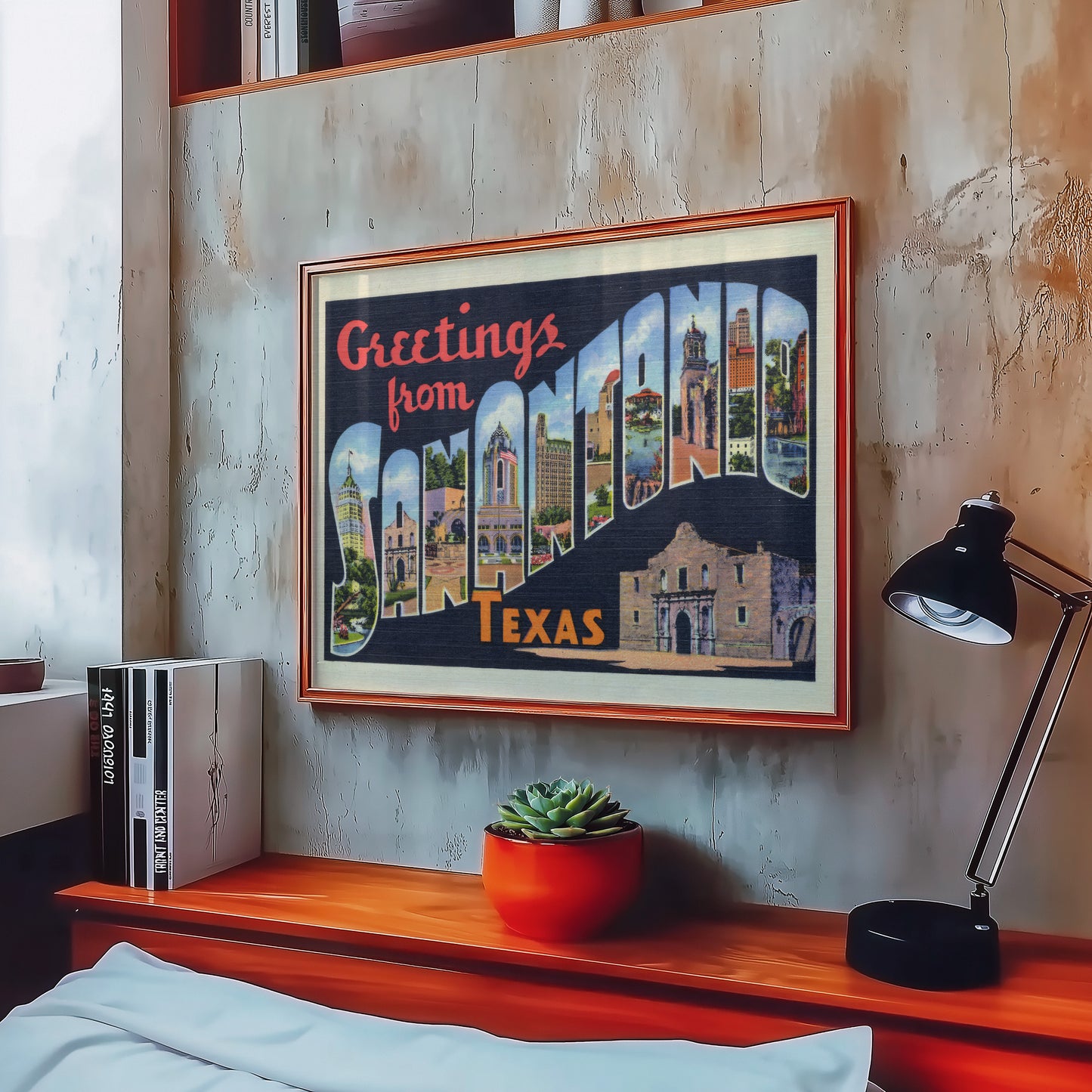 San Antonio Texas Vintage Postcard Print