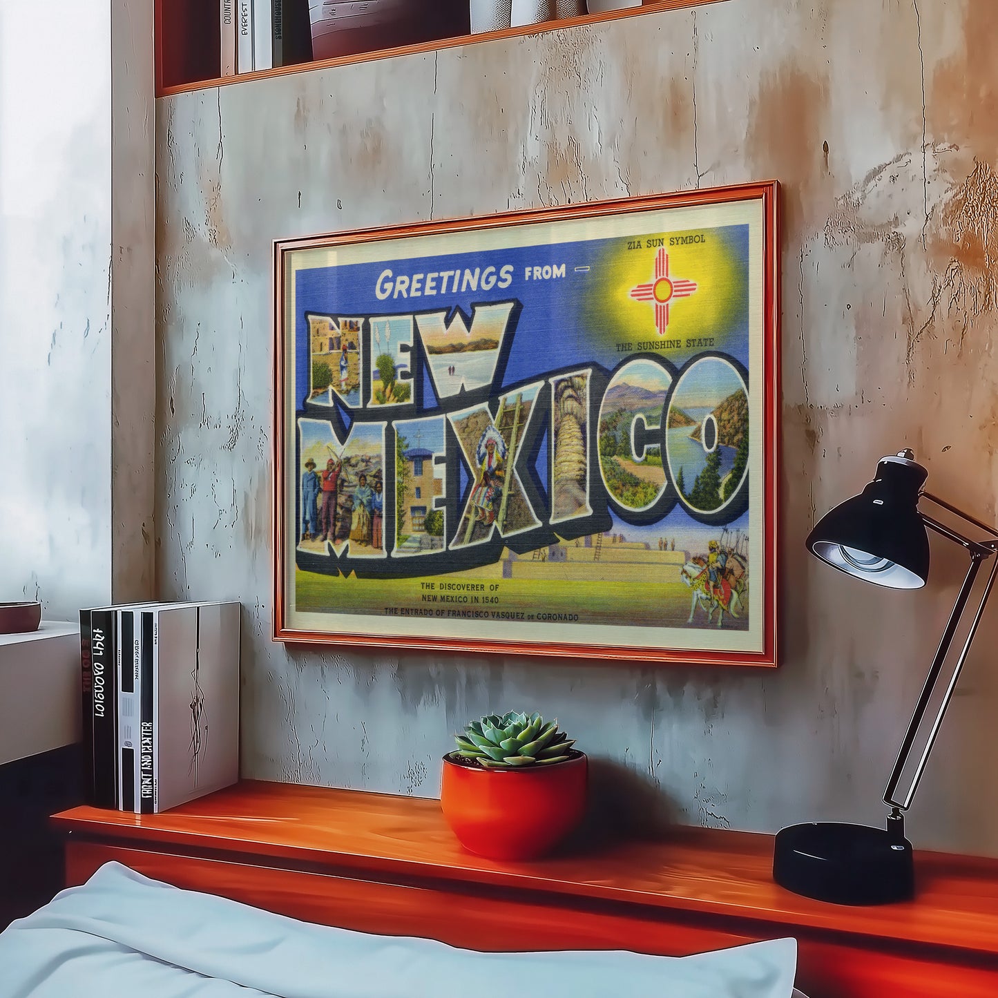 New Mexico Vintage Postcard Print