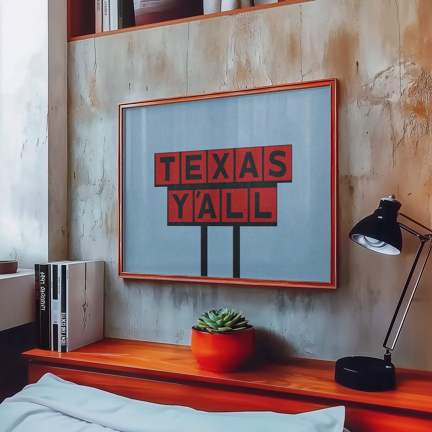 Texas Y'all Billboard Red & Black Art Print